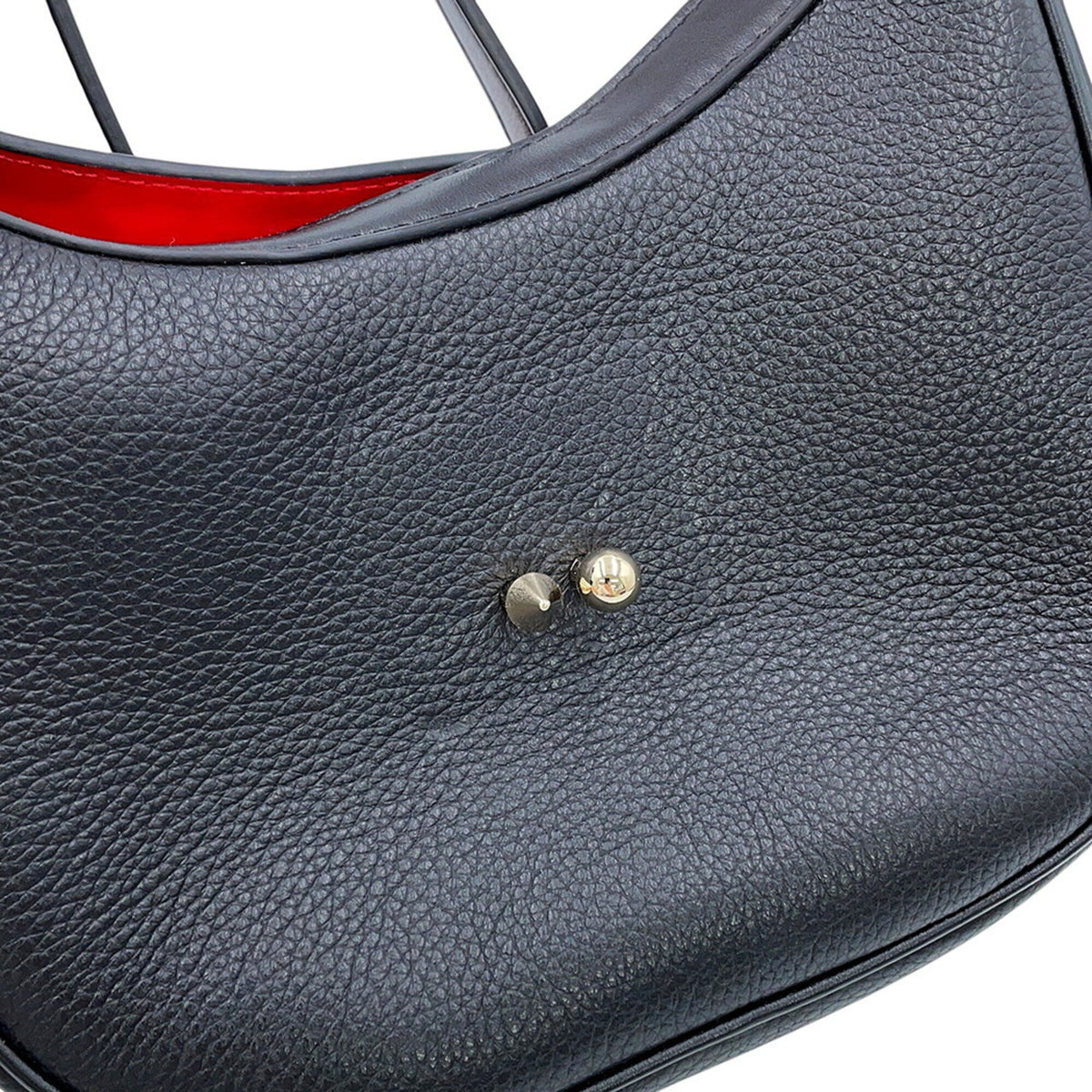 Christian Louboutin Black Red Color Leather Handbag Shoulder Bag (Pre-Owned)