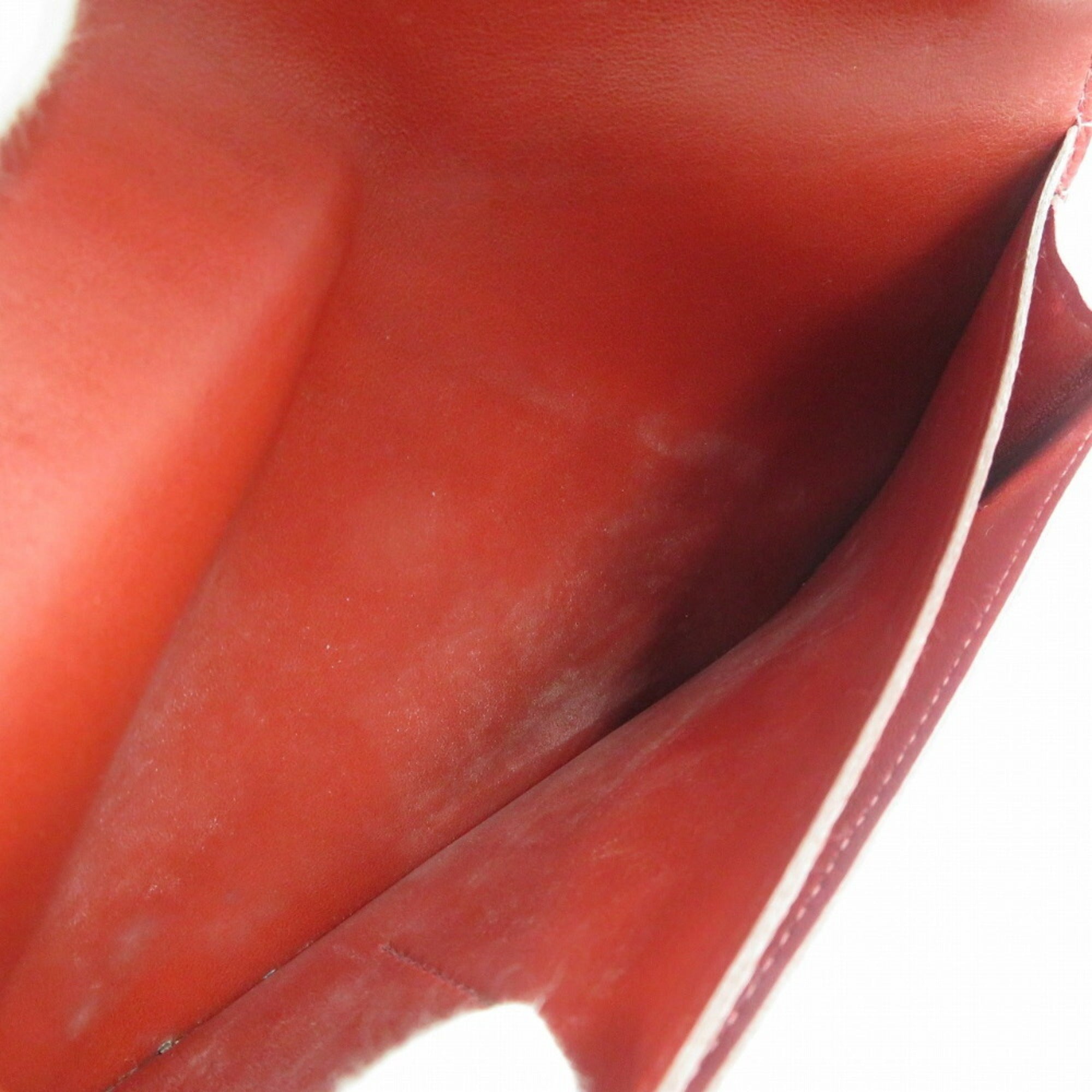 Hermes Red Color Togo Leather Long Wallet (Bi-Fold) (Pre-Owned)