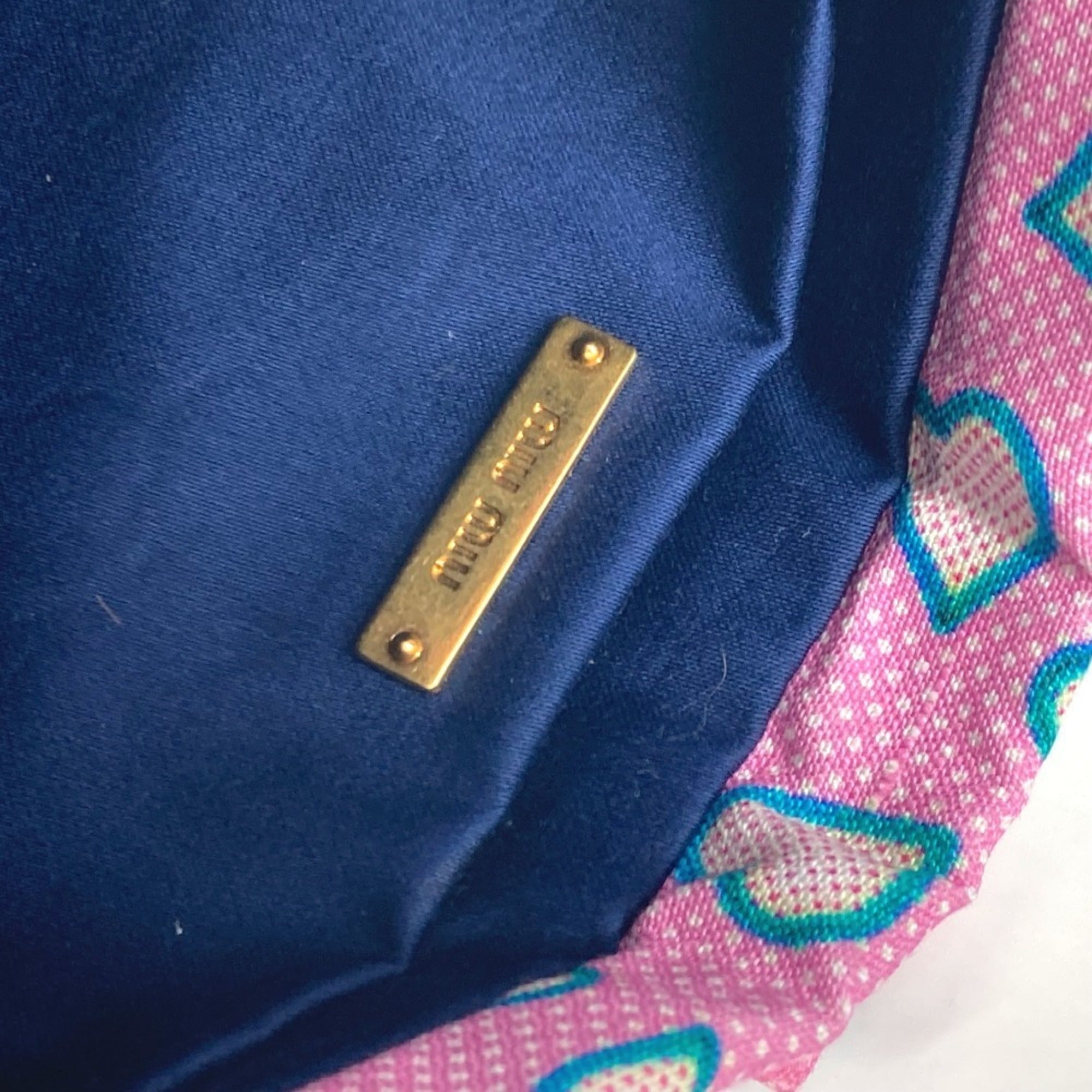 Miu Miu Blue Pink Nylon Leather Clutch Bag Pouch (Pre-Owned)