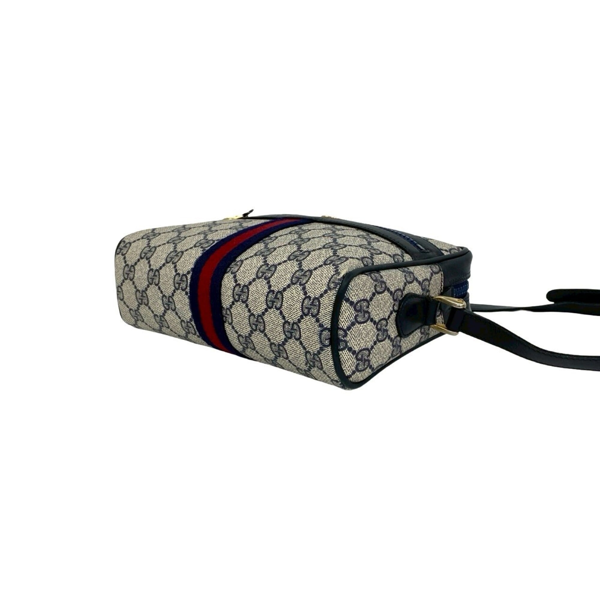Gucci Navy Red Color Pvc Leather Shoulder Bag (Pre-Owned)