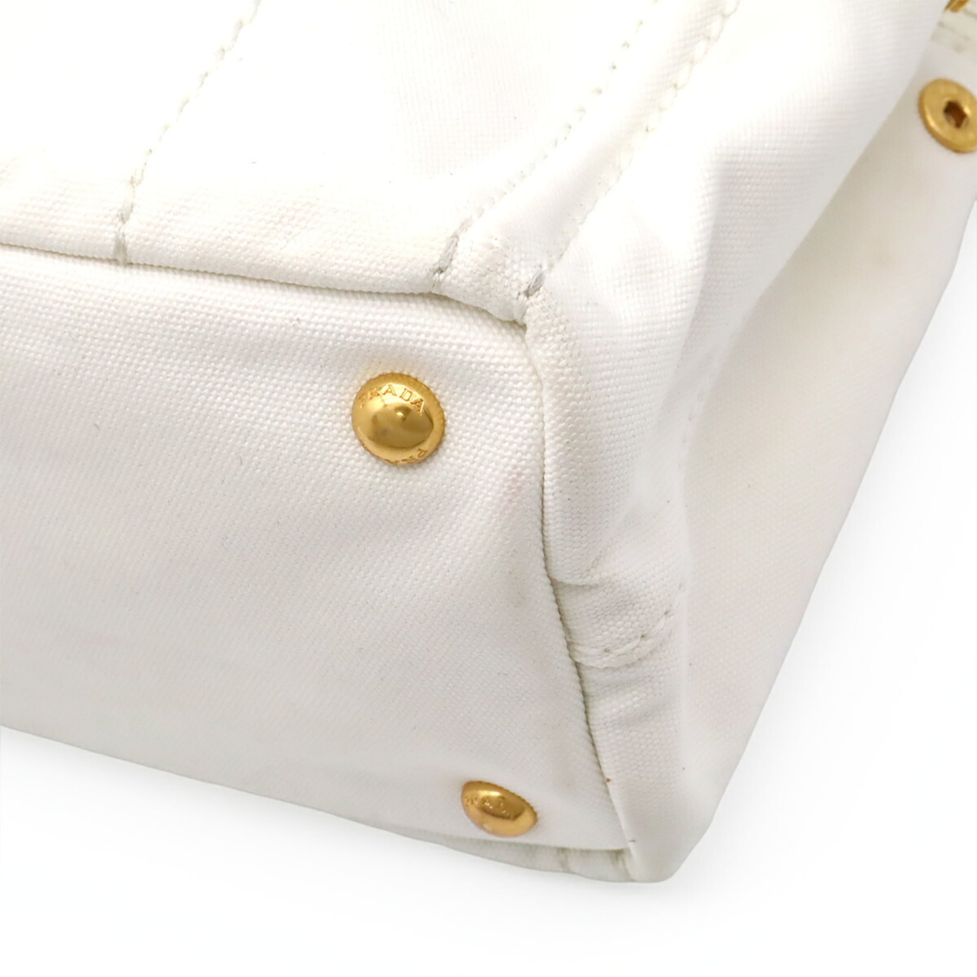 Prada Navy White Yellow Canvas Shoulder Bag Tote Bag (Pre-Owned)