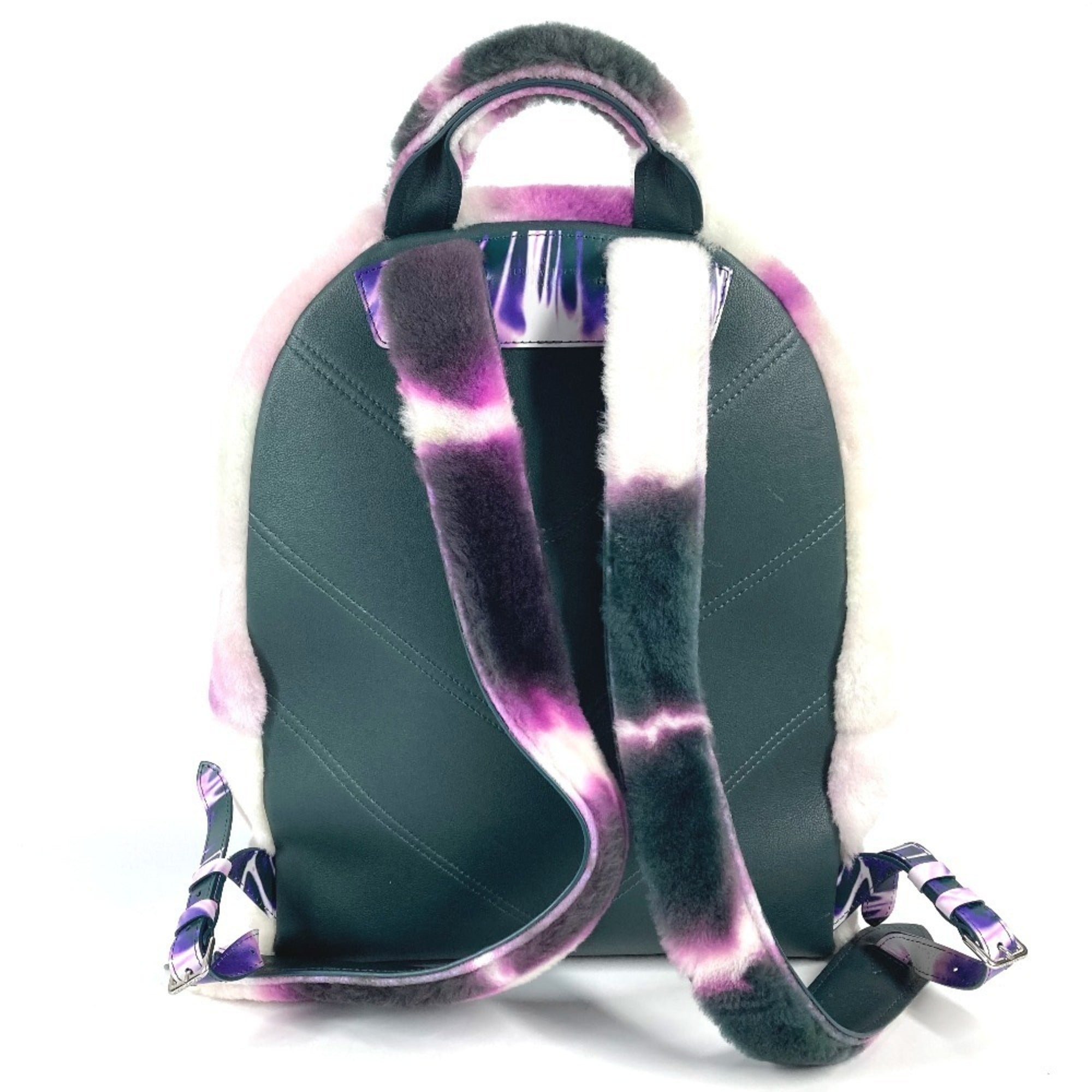 Louis Vuitton Black Purple White Fur Leather Backpack (Pre-Owned)