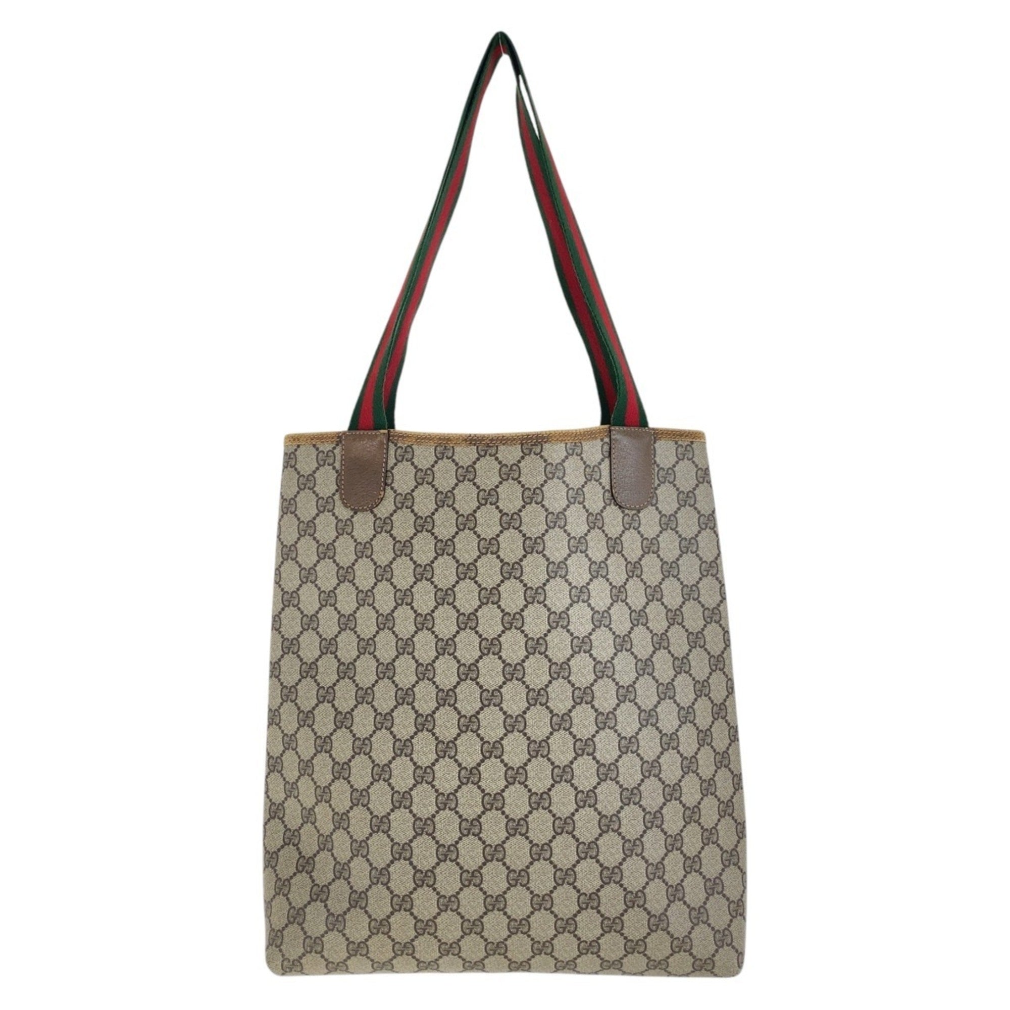 Gucci Brown Gg Supreme Leather Shoulder Bag Tote Bag (Pre-Owned)