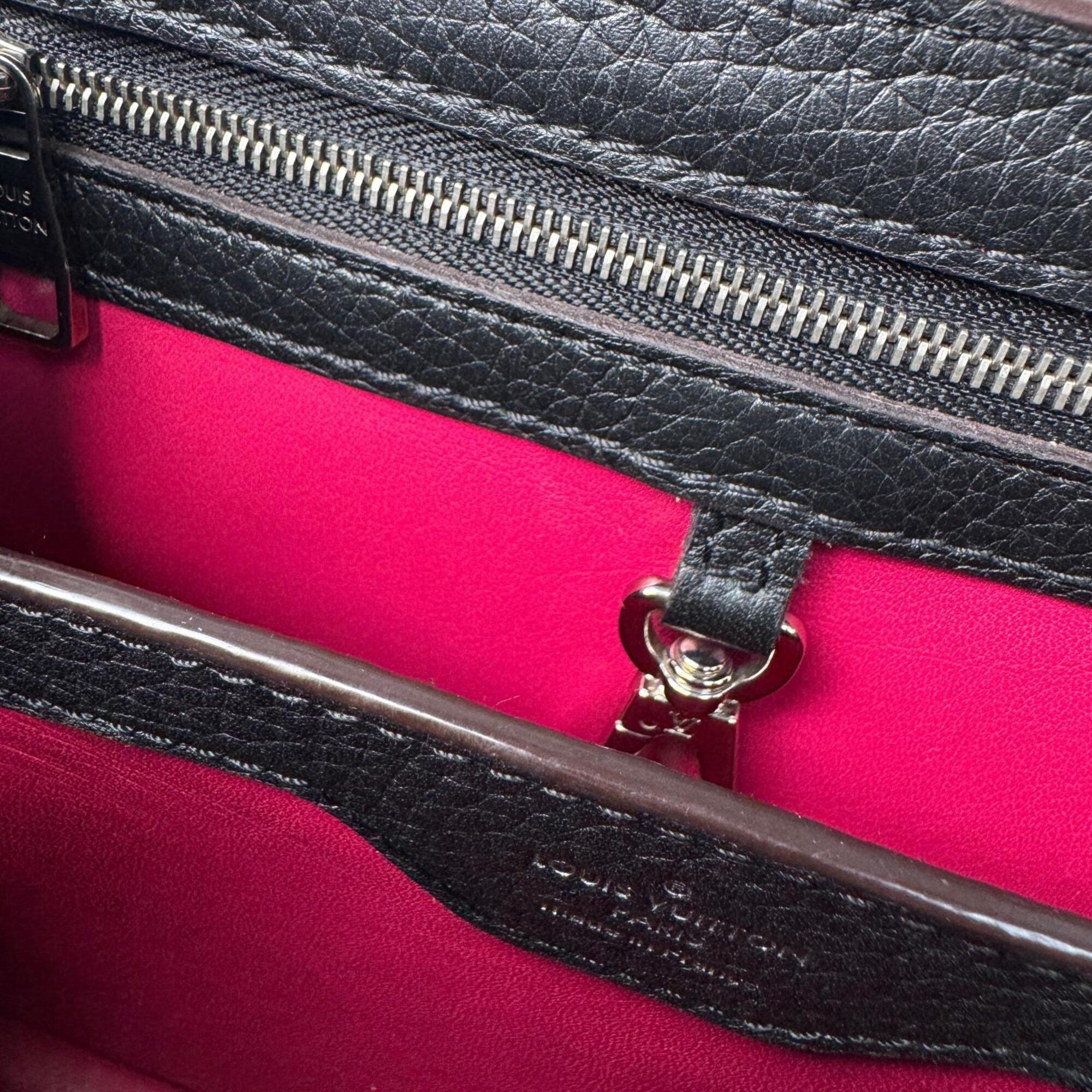 Louis Vuitton Black Leather Handbag Shoulder Bag (Pre-Owned)