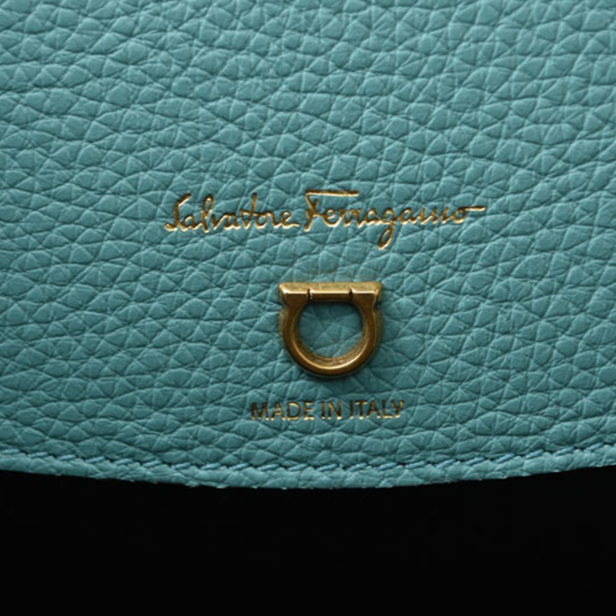 Salvatore Ferragamo Light Blue Leather Pouch Tote Bag (Pre-Owned)