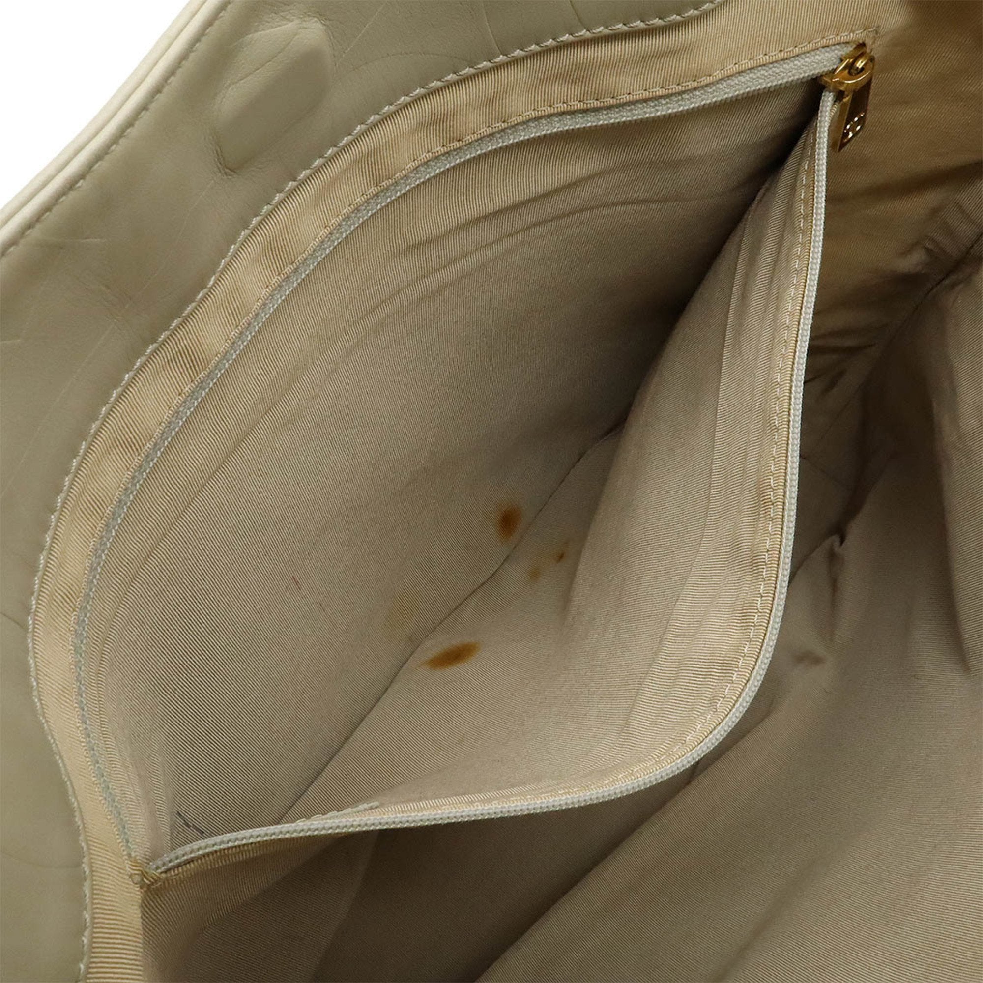 Chanel Beige Leather Shoulder Bag Tote Bag (Pre-Owned)
