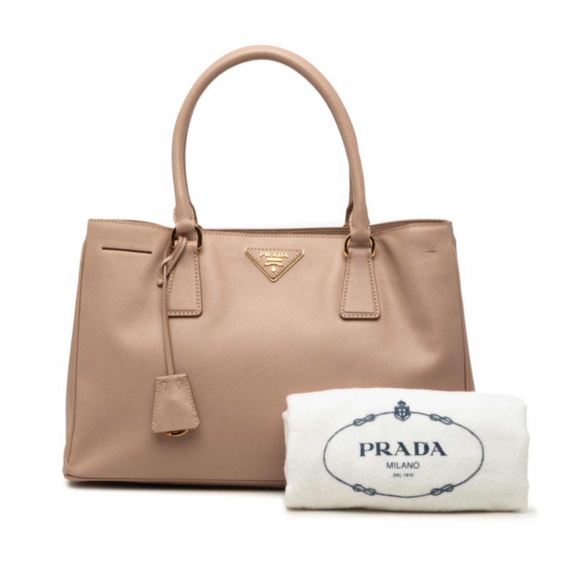 Prada Beige Leather Handbag Tote Bag (Pre-Owned)