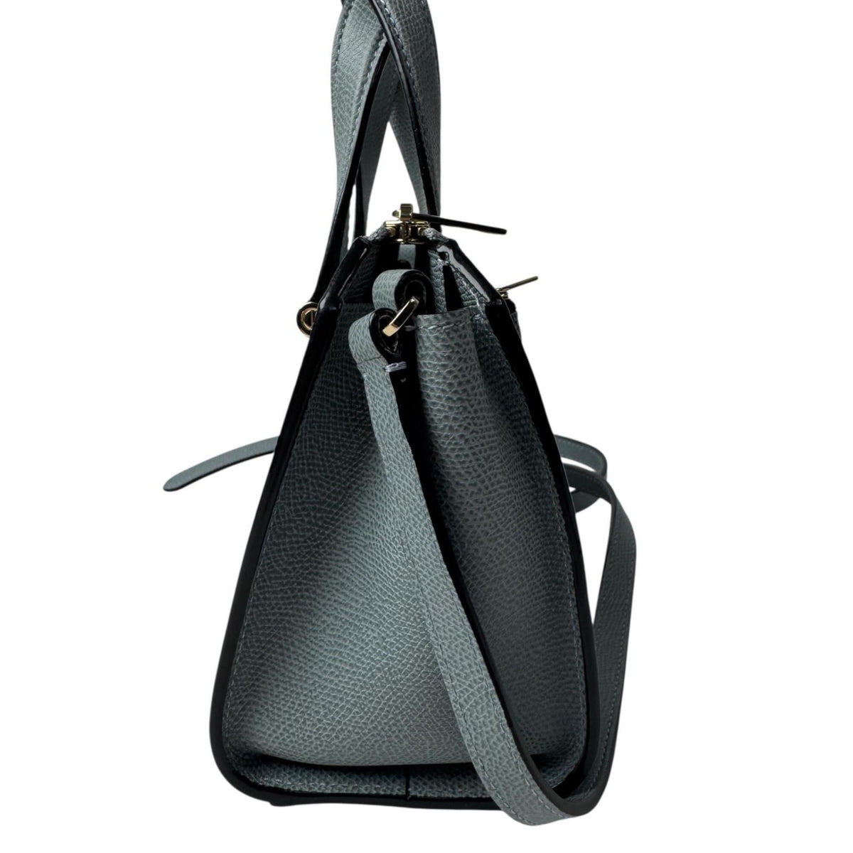 Valextra Beige Black Gray Leather Shoulder Bag Tote Bag (Pre-Owned)