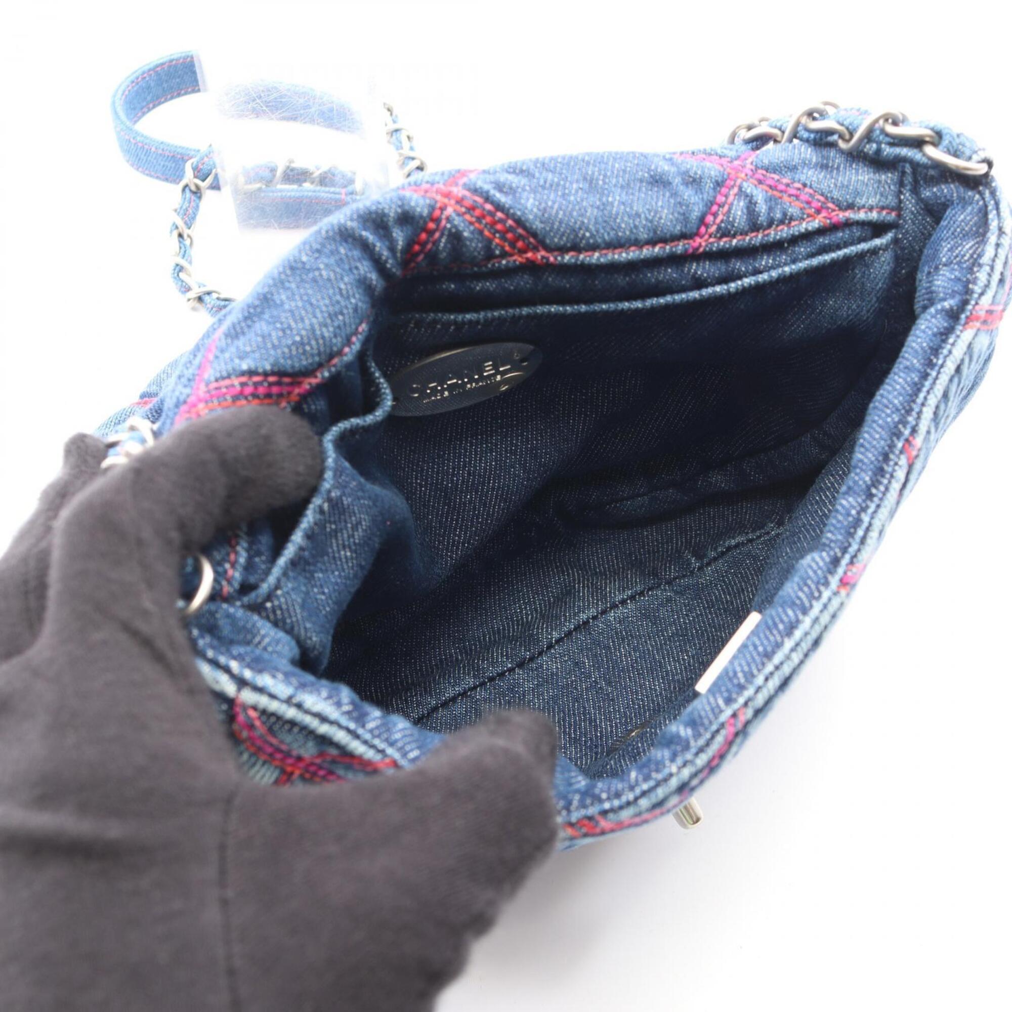 Chanel Navy Denim Handbag Shoulder Bag (Pre-Owned)