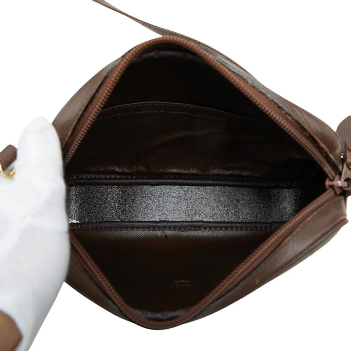Burberry Beige Brown Iridescent Leather Nylon Canvas Shoulder Bag (Pre-Owned)