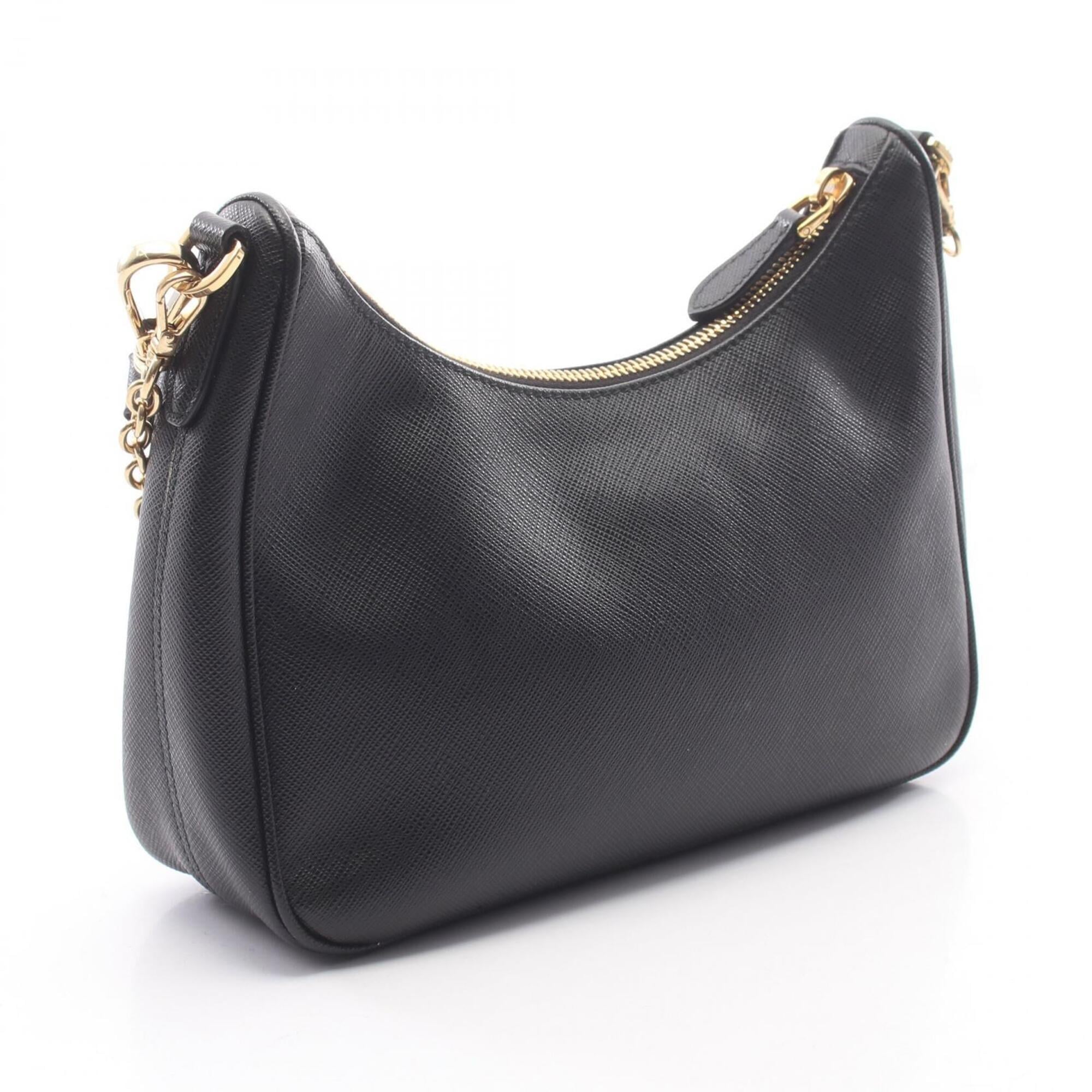 Prada Black Saffiano Triangle Handbag Pouch Shoulder Bag (Pre-Owned)