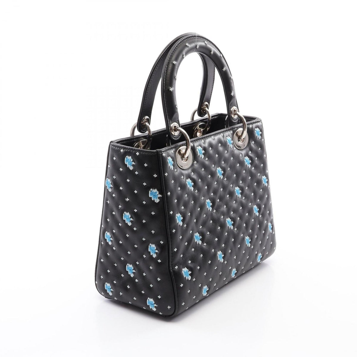 Christian Dior Black Blue White Leather Handbag (Pre-Owned)