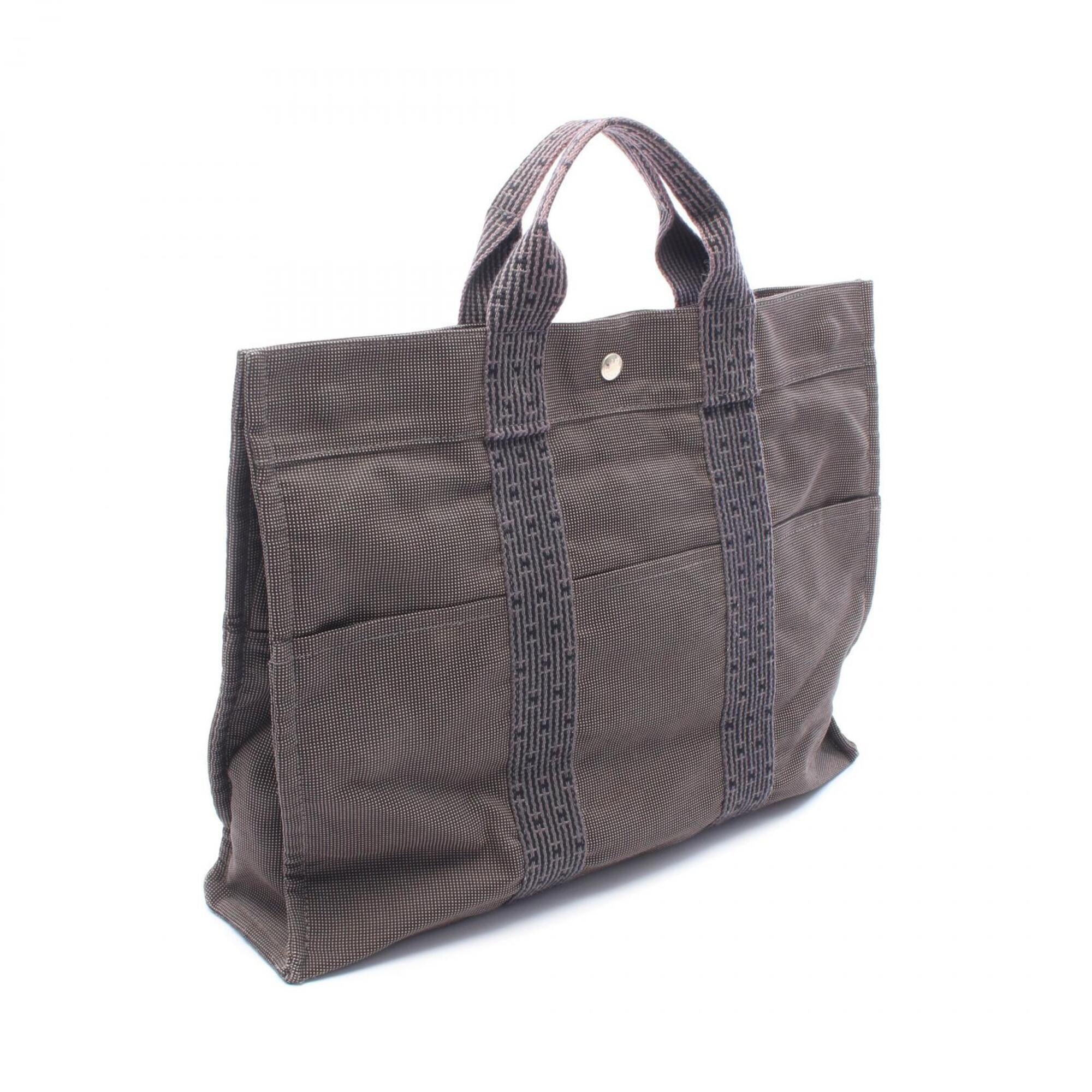 Hermes Gray Canvas Handbag Tote Bag (Pre-Owned)
