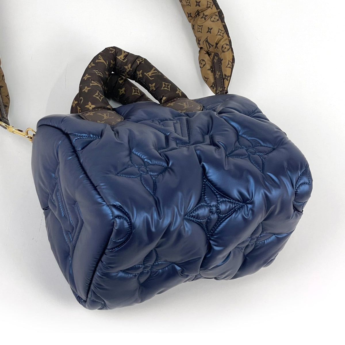 Louis Vuitton Metallic Blue Nylon Monogram Handbag Shoulder Bag (Pre-Owned)