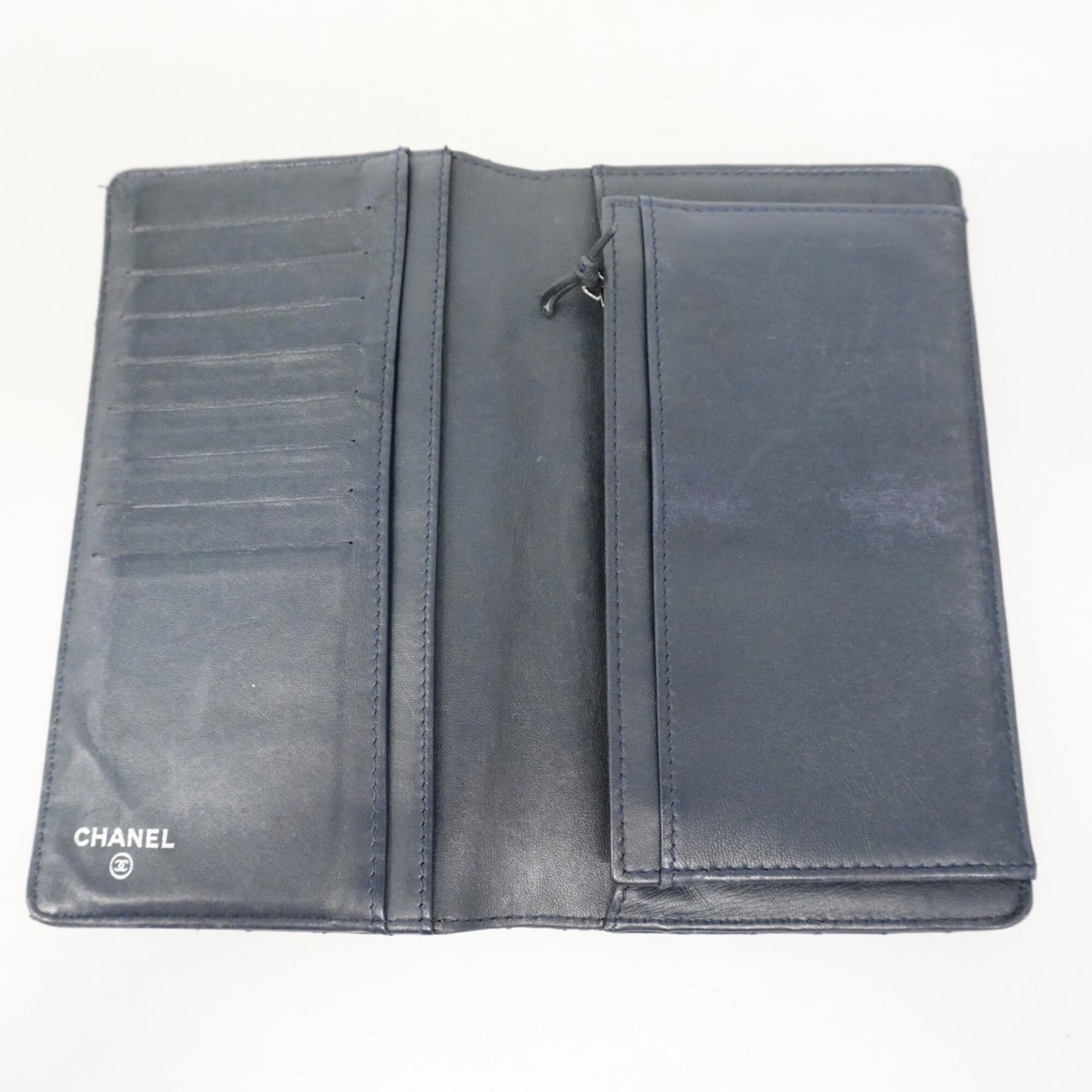 Chanel Navy Patent Leather Long Wallet (Bi-Fold) (Pre-Owned)