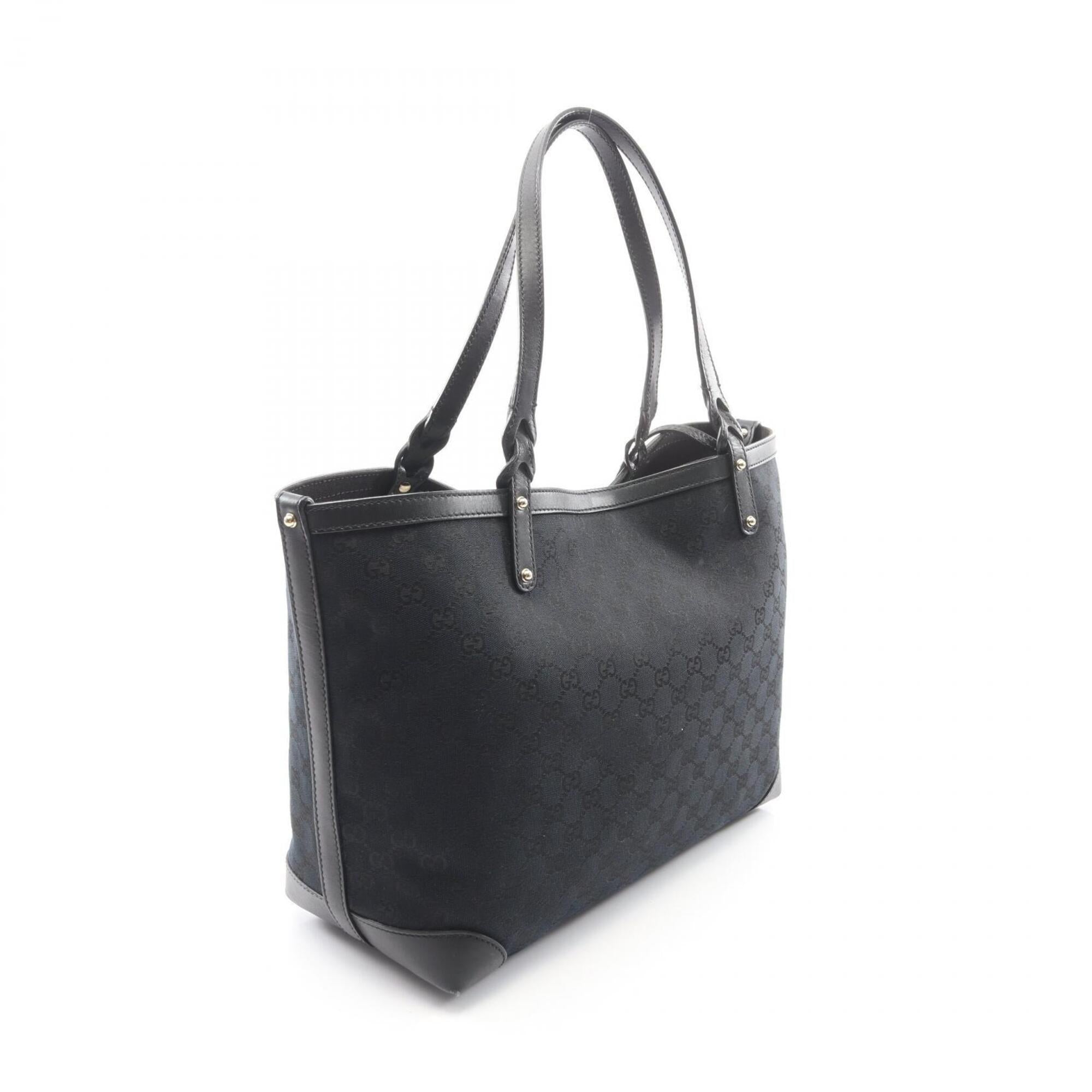 Gucci Black Canvas Leather Handbag Pouch Tote Bag (Pre-Owned)