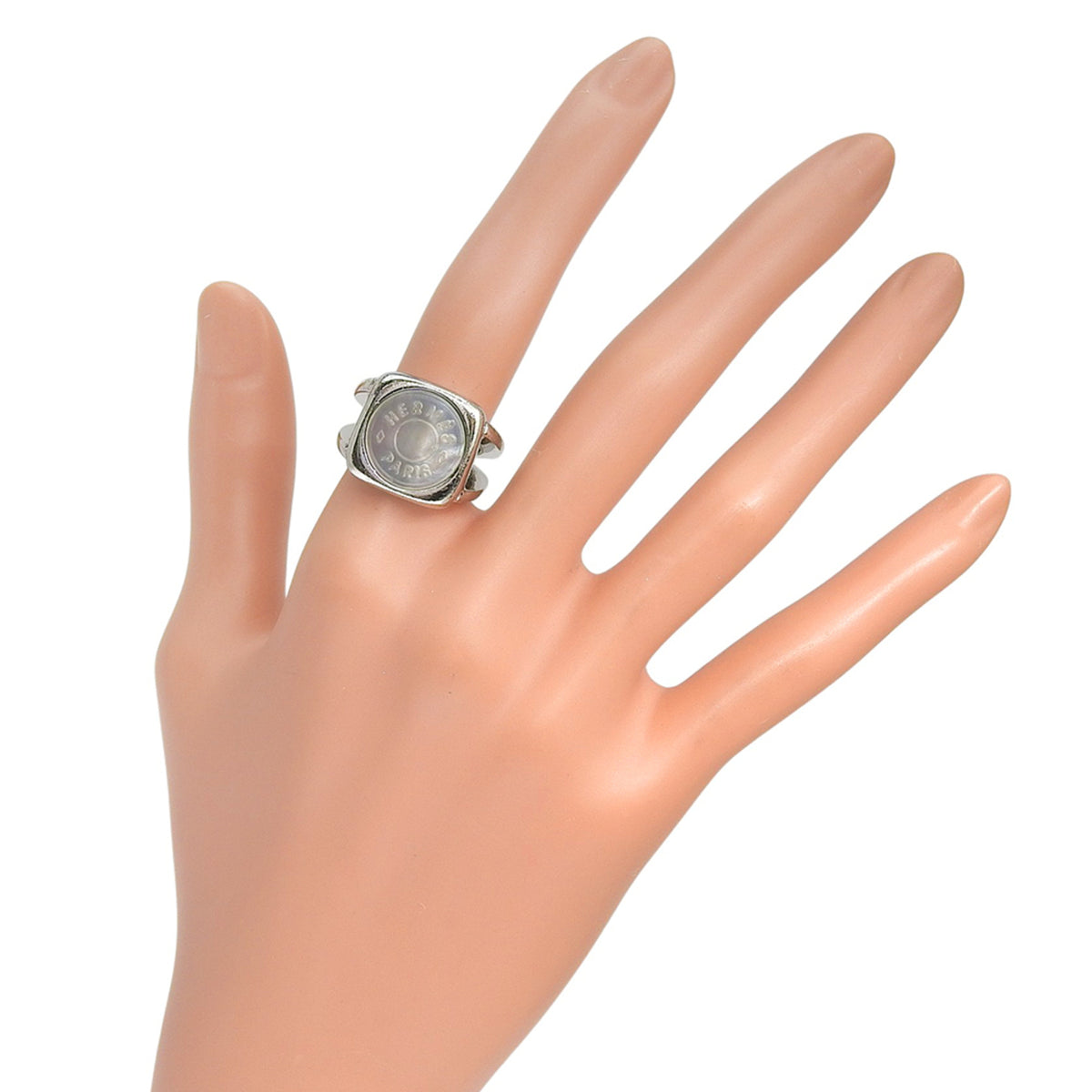 Hermes Silver Shell Silver 925 Band Ring (Pre-Owned)