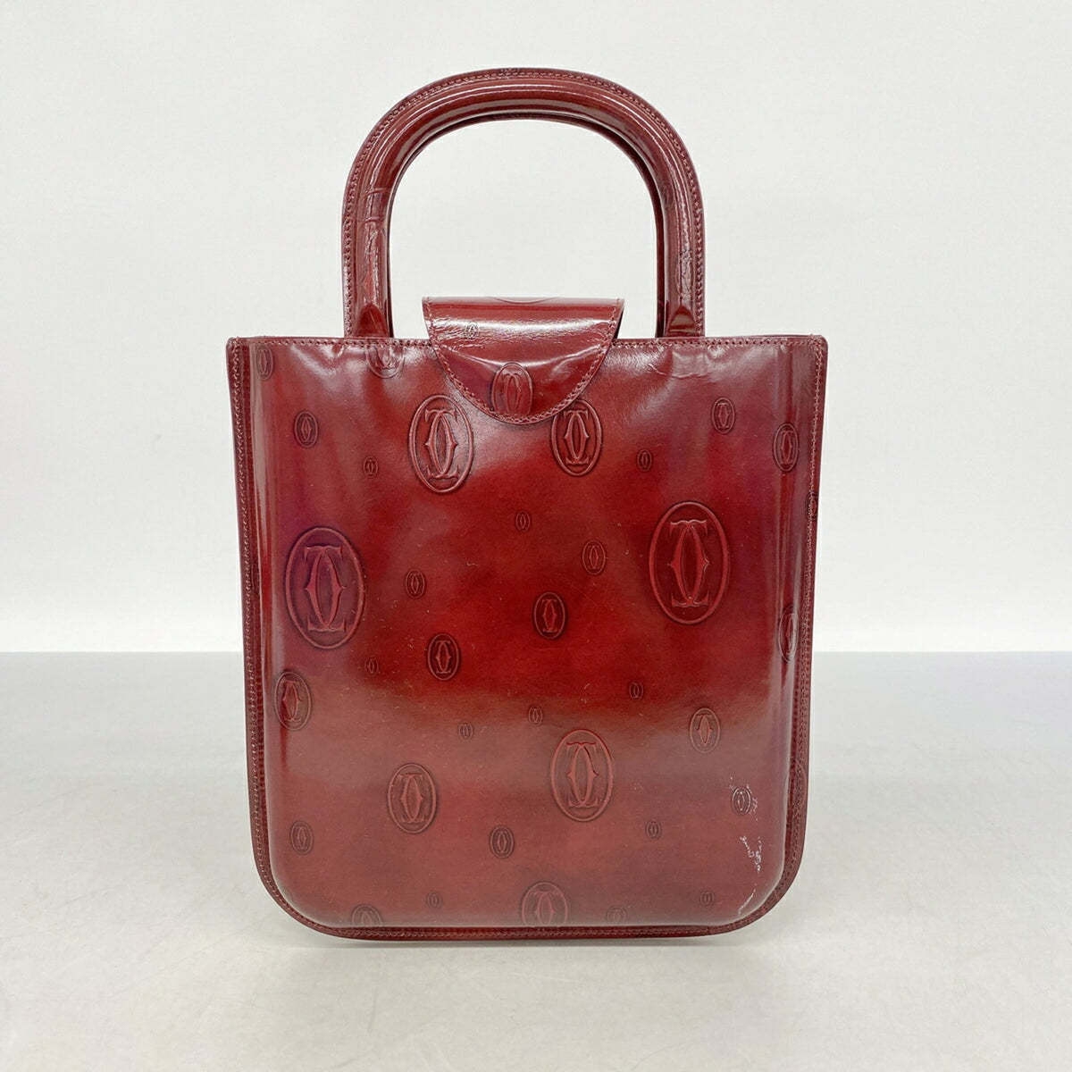 Cartier Bordeaux Patent Leather Handbag (Pre-Owned)
