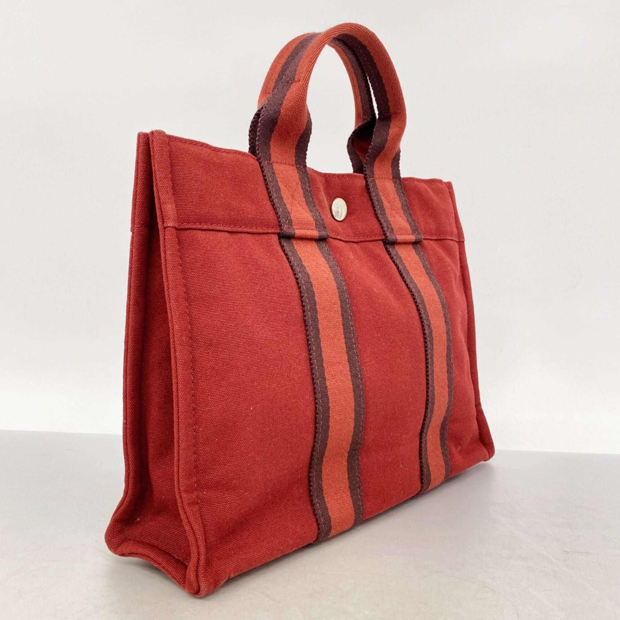 Hermes Red Color Canvas Handbag (Pre-Owned)