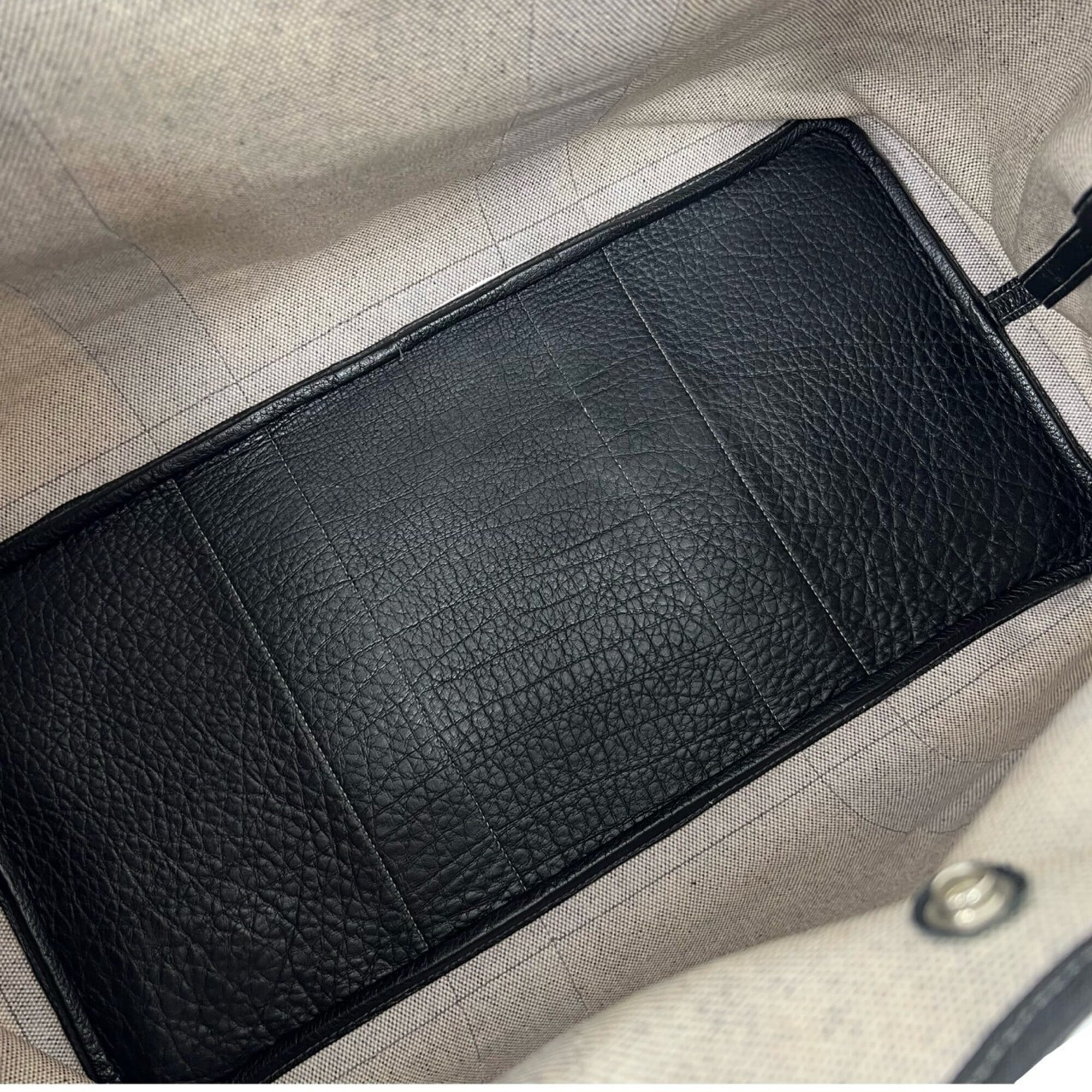 Hermes Black Gray Toile H Negonda Leather Boston Bag Tote Bag (Pre-Owned)