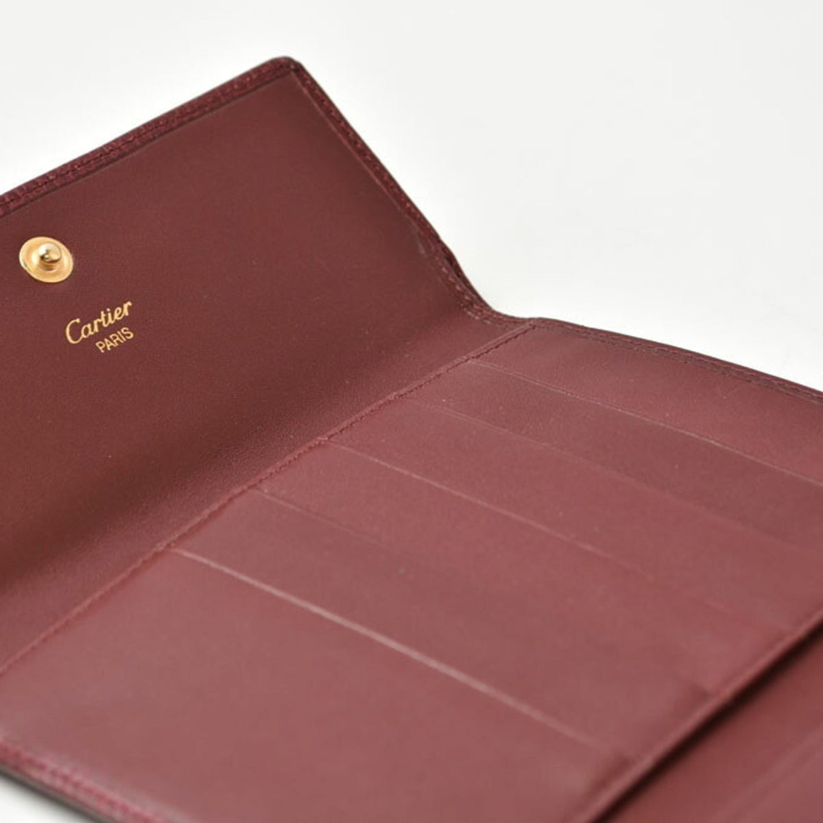 Cartier Bordeaux Leather Wallet (Tri-Fold) (Pre-Owned)