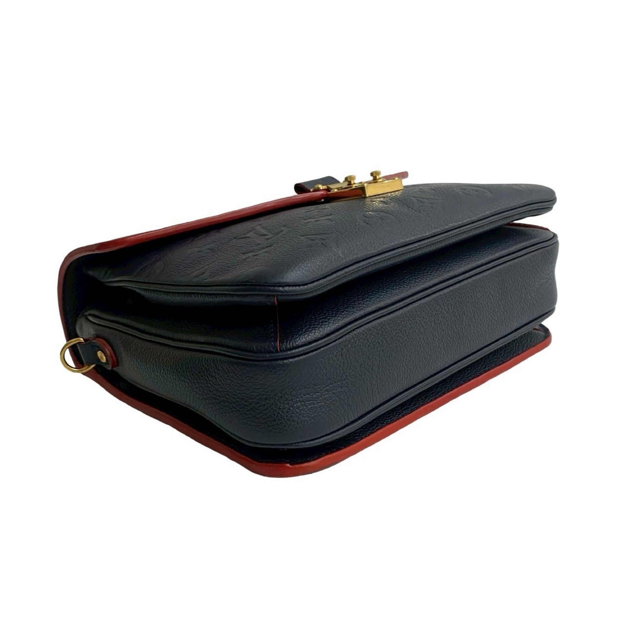 Louis Vuitton Navy Red Color Leather Handbag Shoulder Bag (Pre-Owned)
