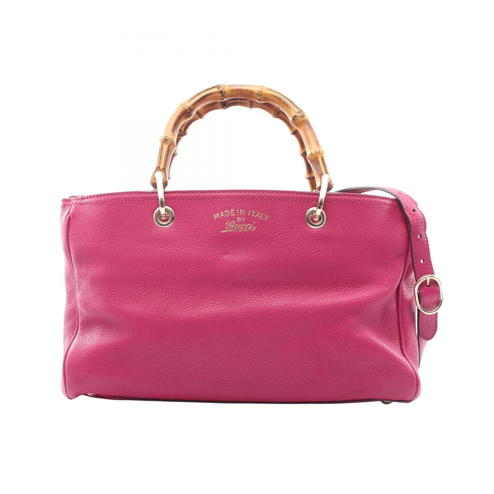 Gucci Pink Leather Handbag Tote Bag (Pre-Owned)