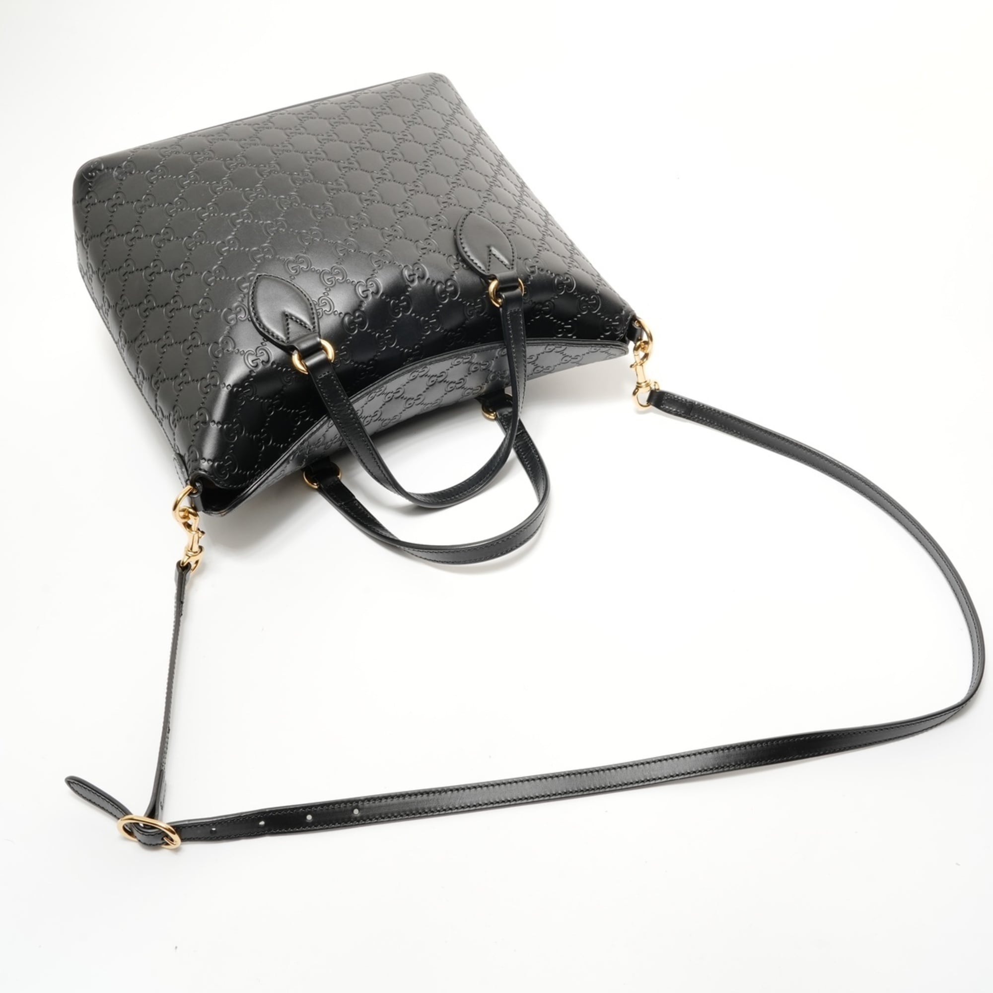 Gucci Black Gg Leather Shoulder Bag (Pre-Owned)