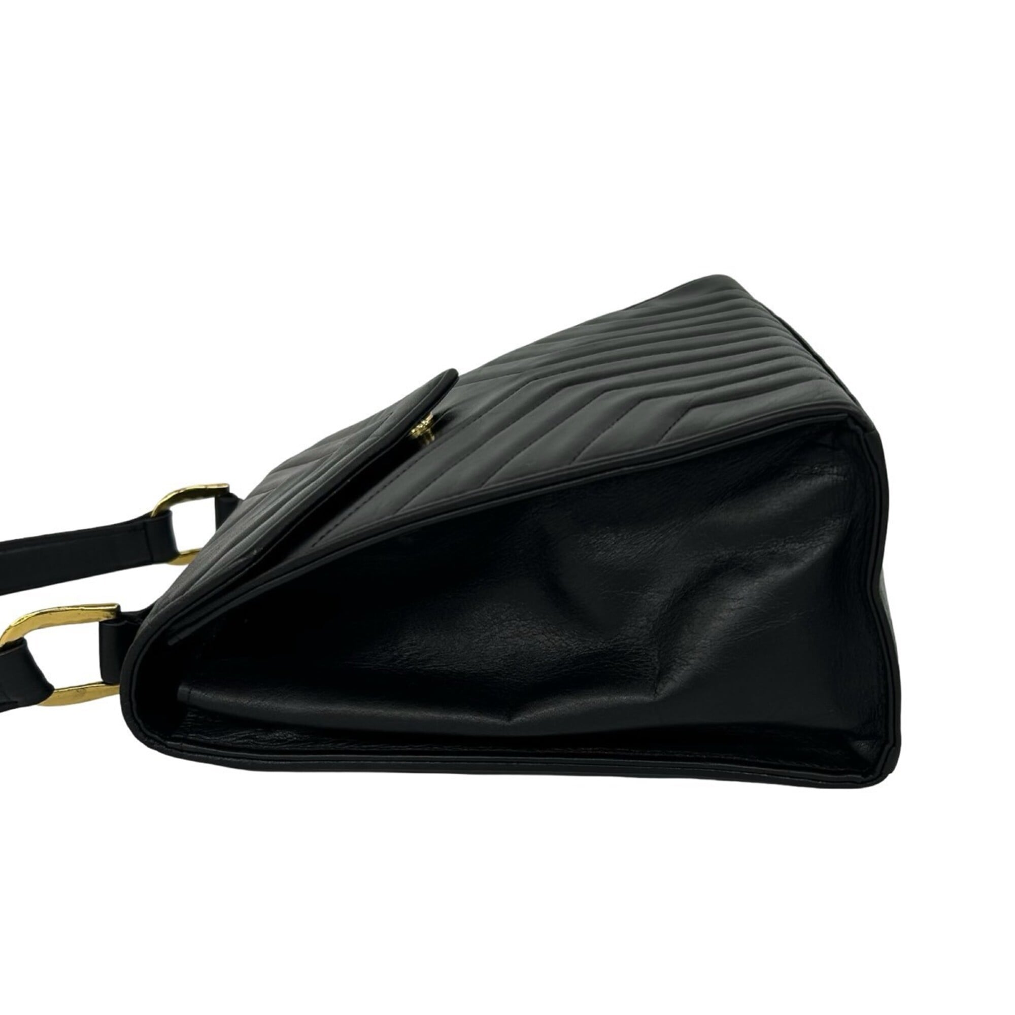 Yves Saint Laurent Black Leather Handbag Tote Bag (Pre-Owned)