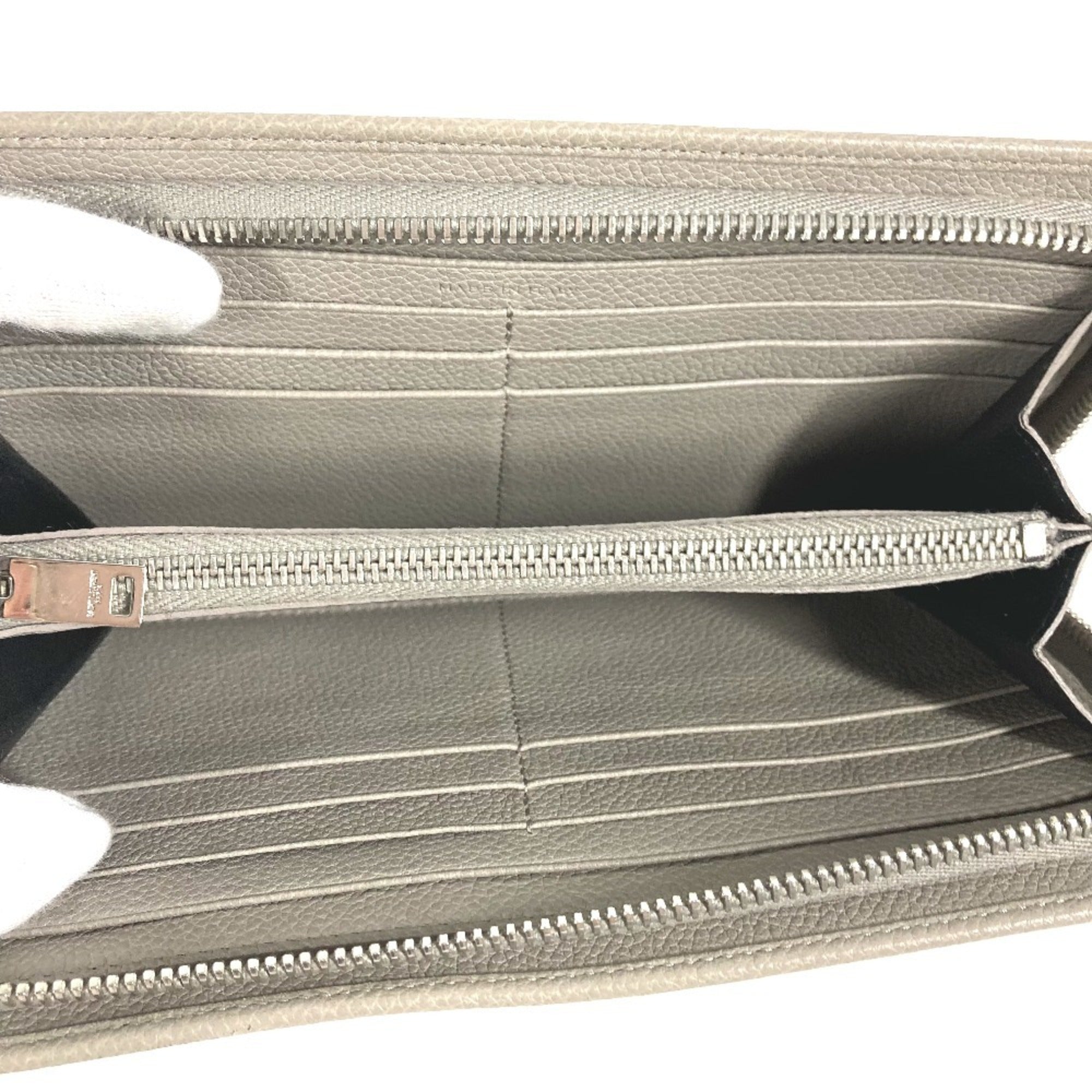 Yves Saint Laurent Gray Leather Long Wallet (Bi-Fold) (Pre-Owned)