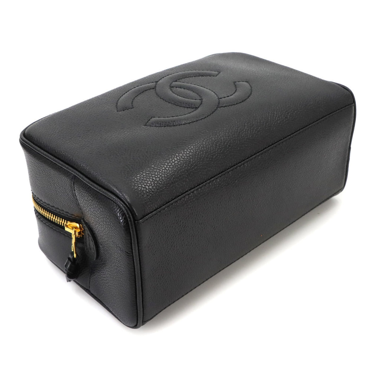 Chanel Black Grained Calfskin Handbag Pouch Wash Bag (Pre-Owned)