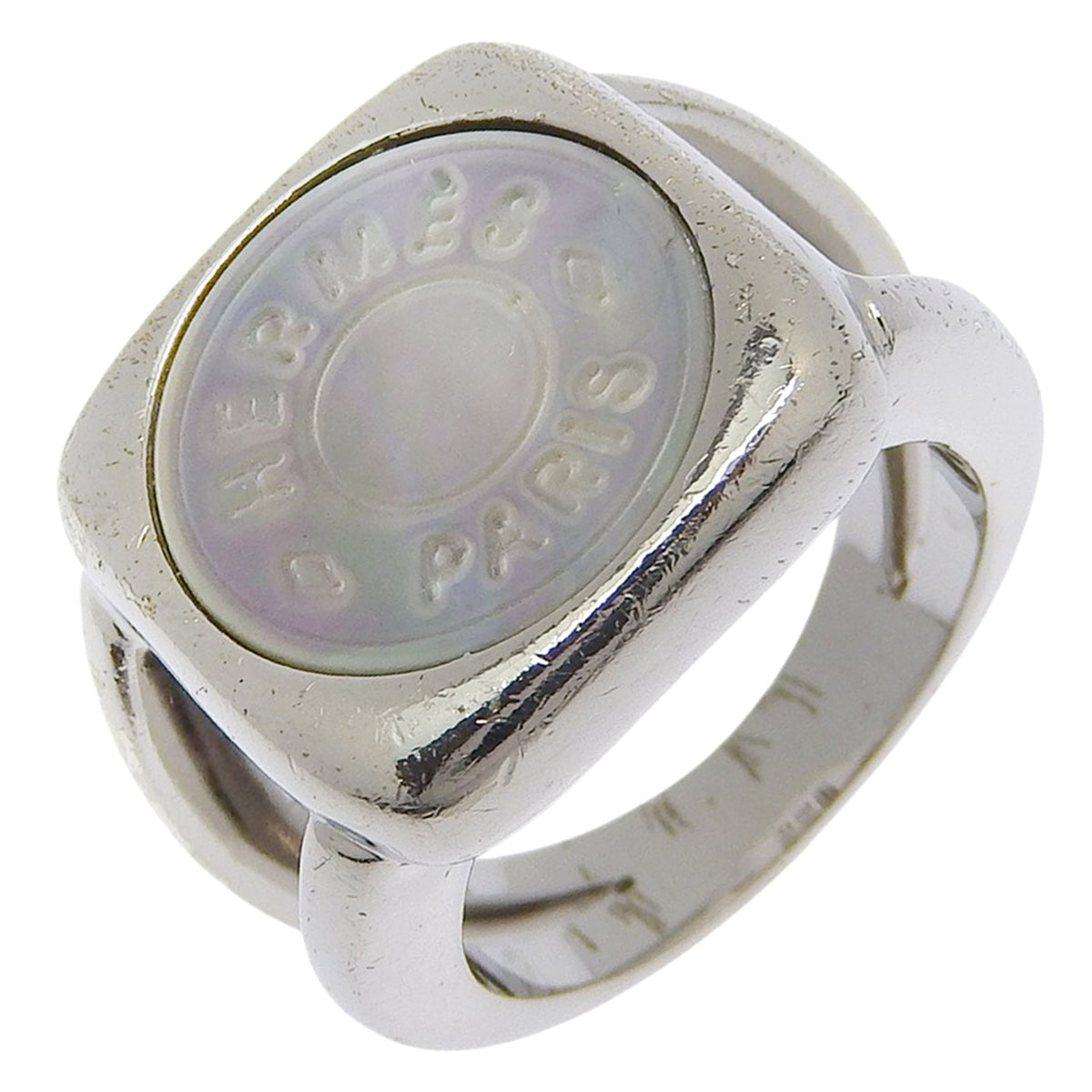 Hermes Silver Shell Silver 925 Band Ring (Pre-Owned)