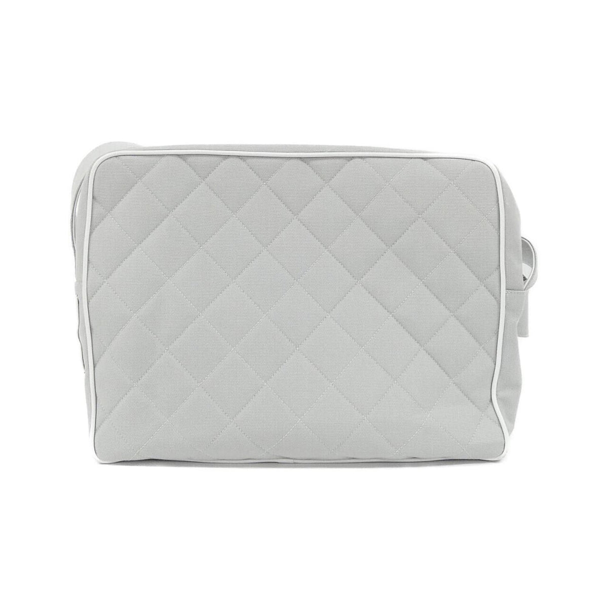 Chanel Gray White Canvas Shoulder Bag (Pre-Owned)
