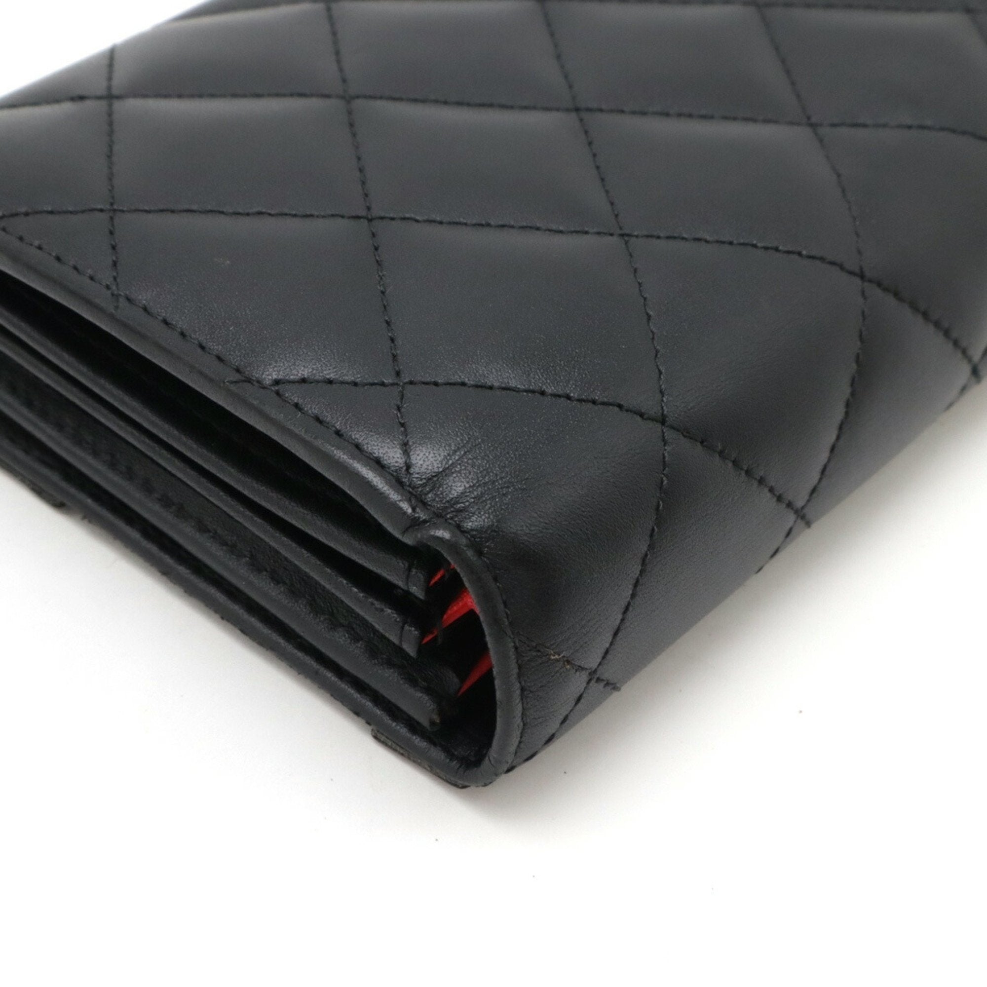Chanel Black Pink Leather Long Wallet (Bi-Fold) (Pre-Owned)
