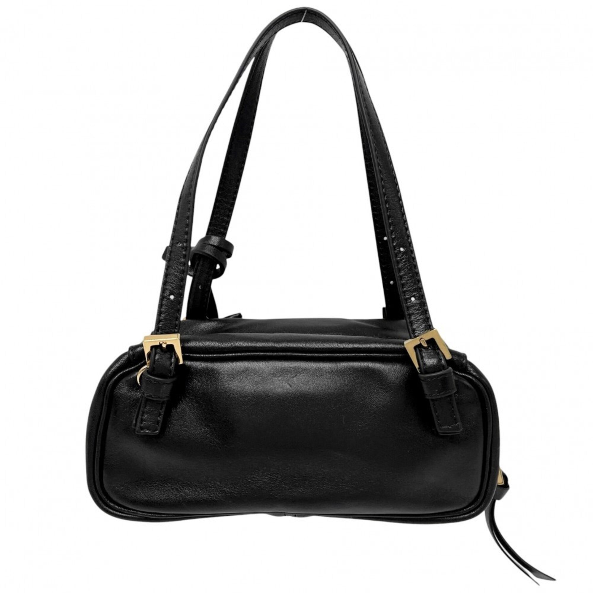 Versace Black Leather Handbag Shoulder Bag (Pre-Owned)