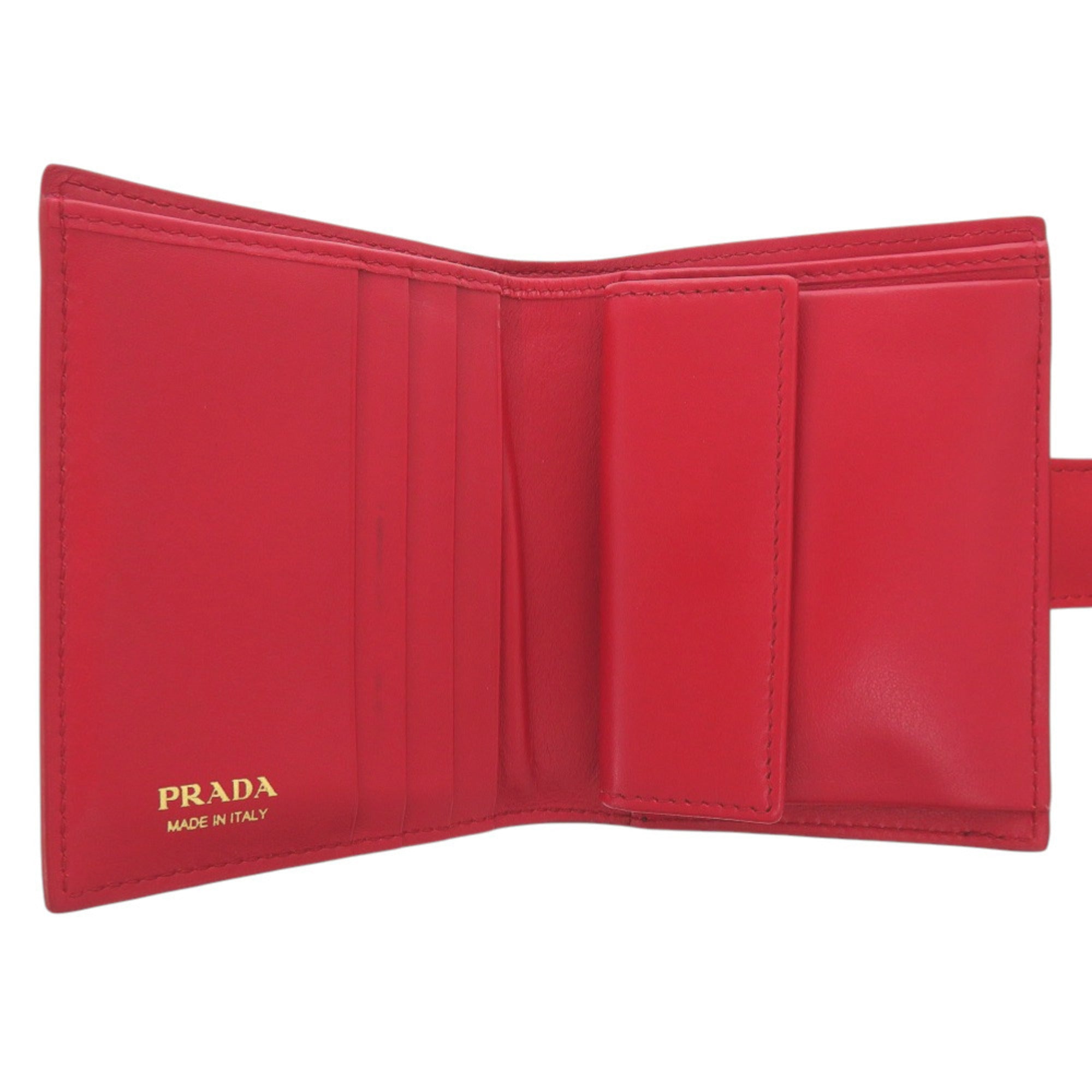 Prada Fuoco Red Color Leather Wallet (Bi-Fold) (Pre-Owned)