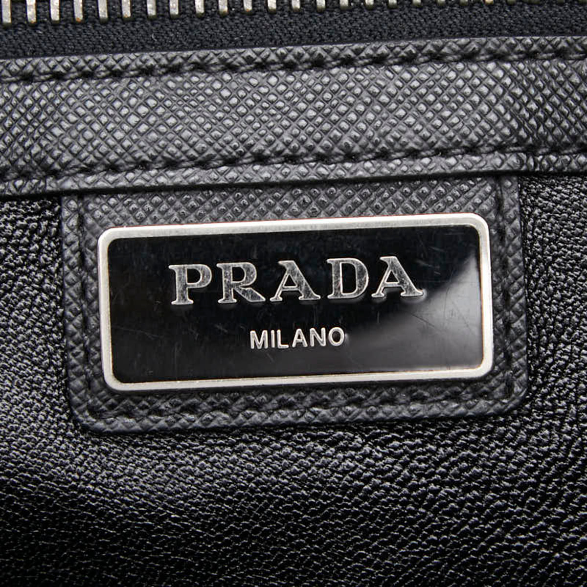 Prada Navy Black Leather Handbag (Pre-Owned)