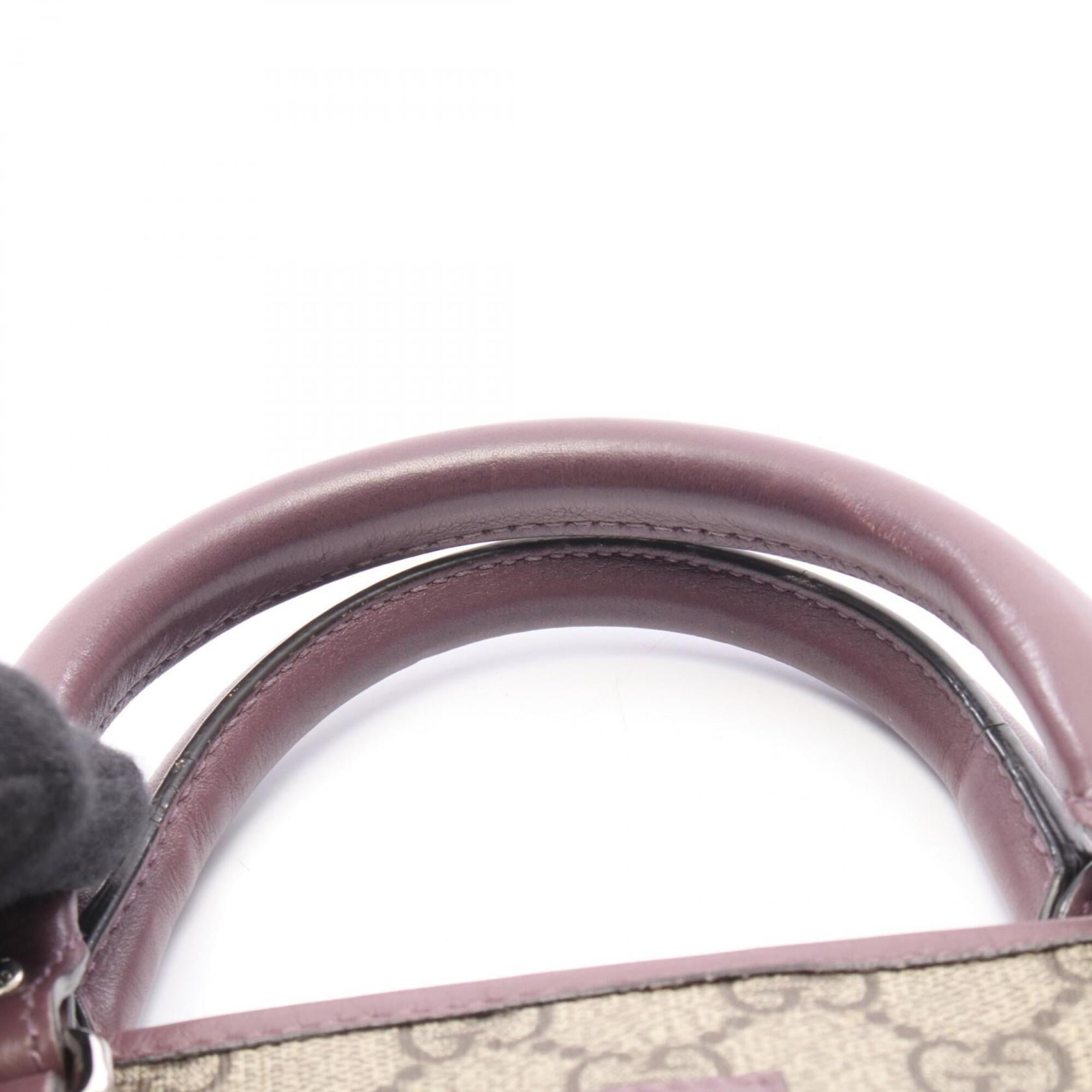 Gucci Beige Purple Gg Supreme Handbag Tote Bag (Pre-Owned)