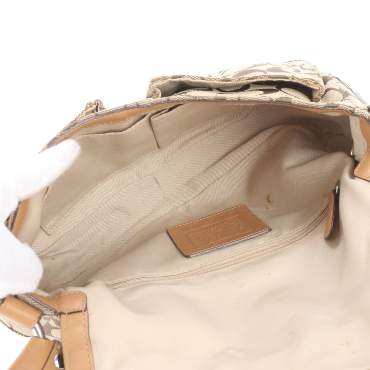 Coach Brown Leather Canvas Shoulder Bag Tote Bag (Pre-Owned)