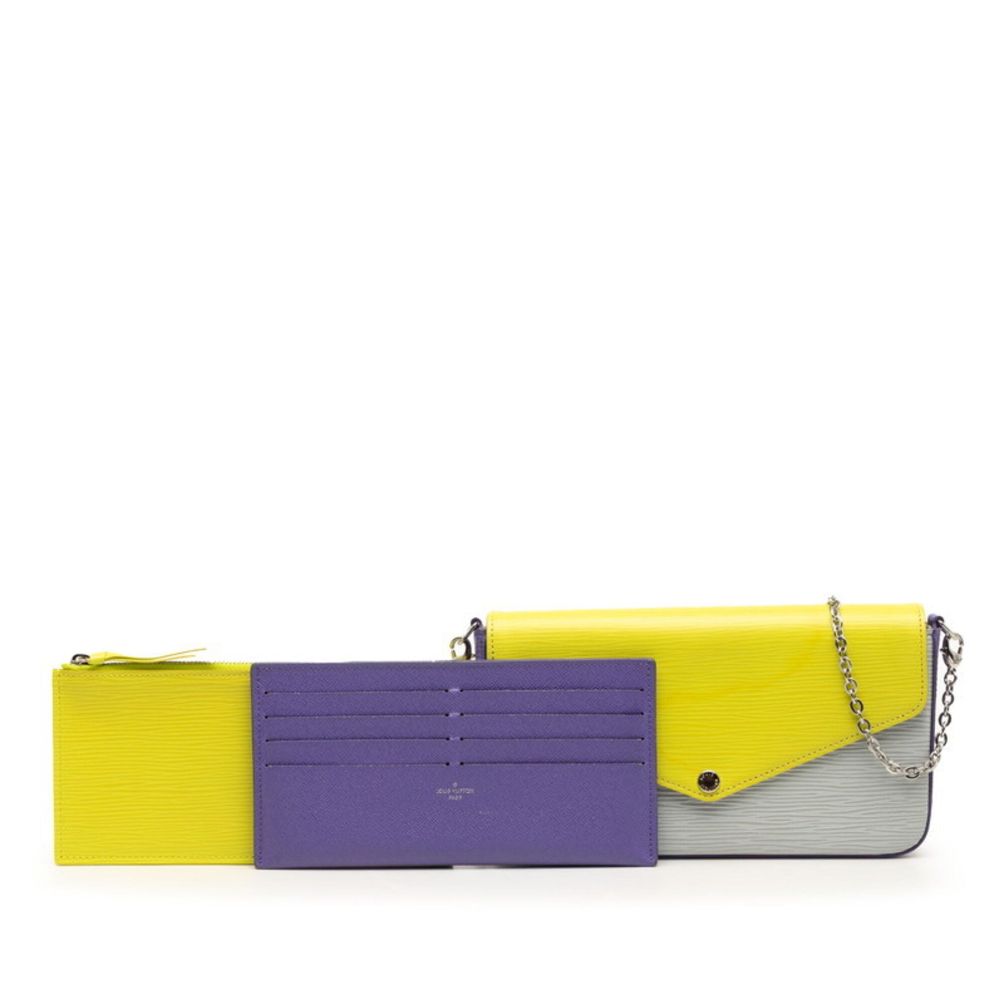 Louis Vuitton Gray Purple Yellow Leather Pochette (Pre-Owned)
