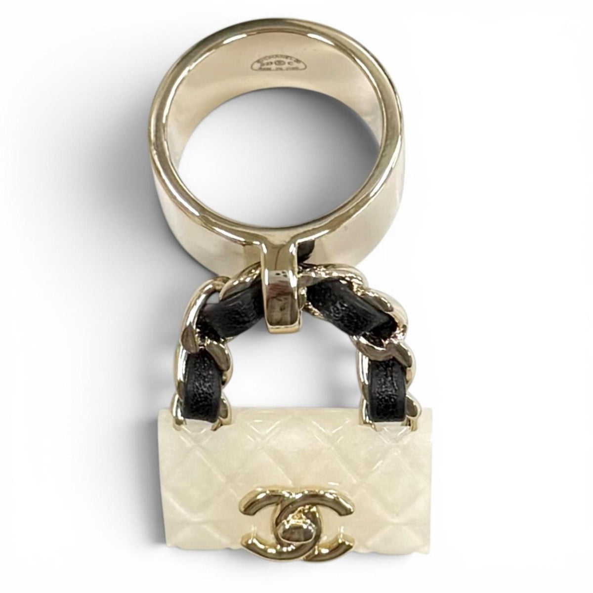Chanel Black White Band Ring (Pre-Owned)