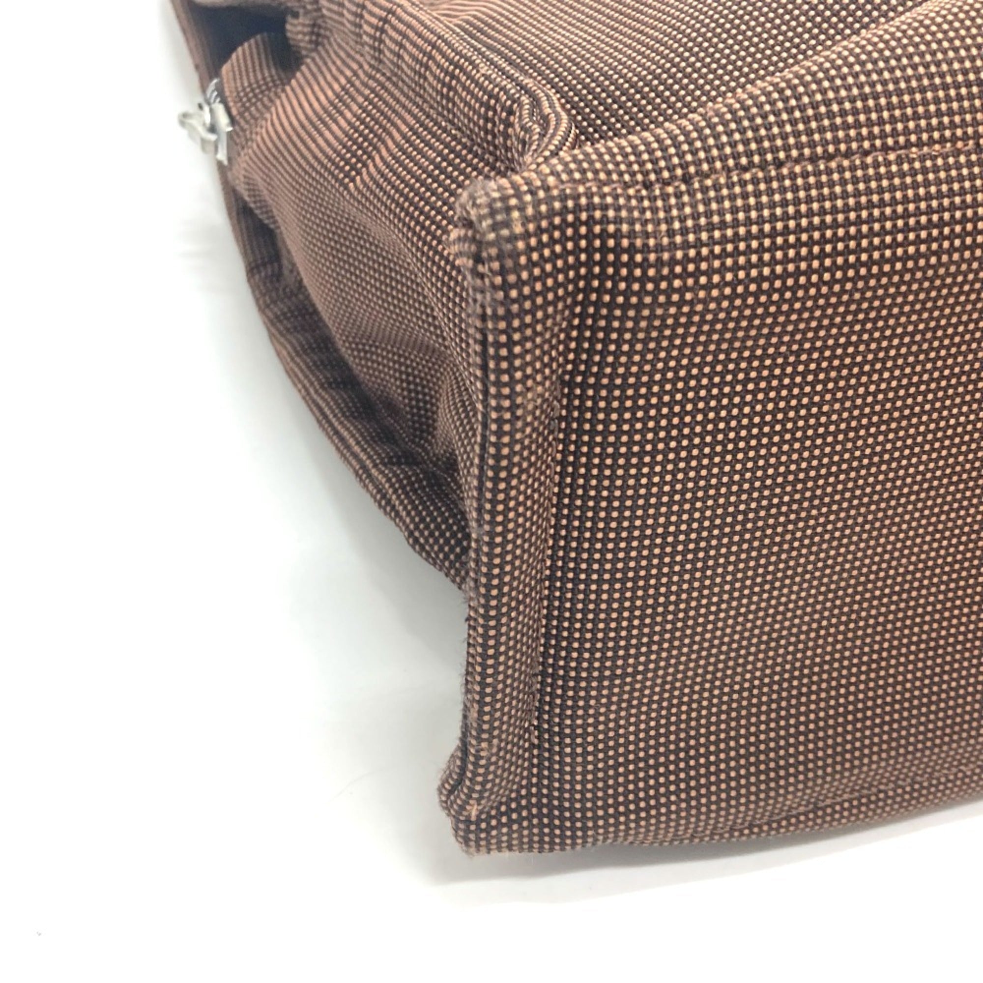 Hermes Brown Canvas Handbag Tote Bag (Pre-Owned)