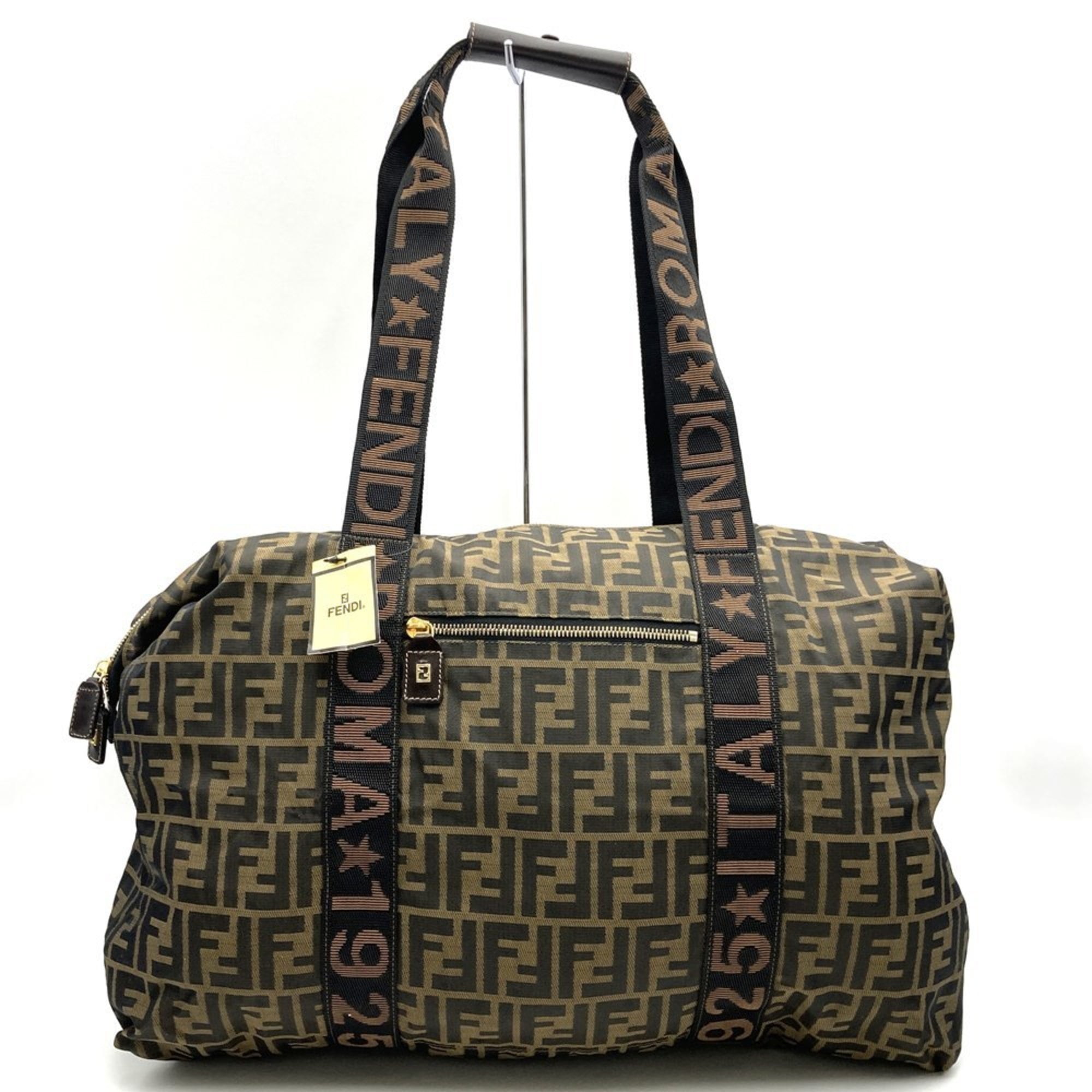 Fendi Zucca Brown Zucca Boston Bag (Pre-Owned)