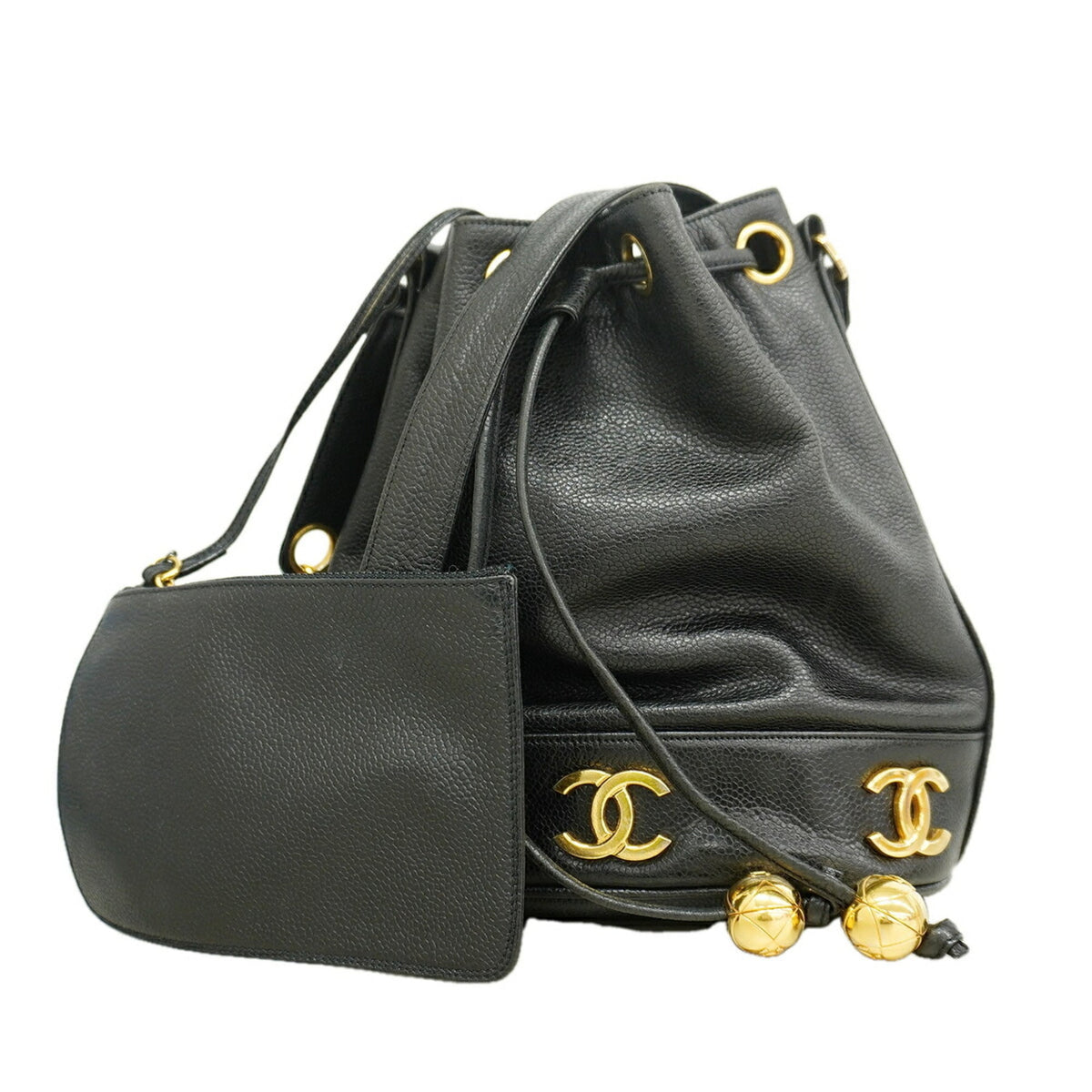Chanel Black Grained Calfskin Shoulder Bag (Pre-Owned)