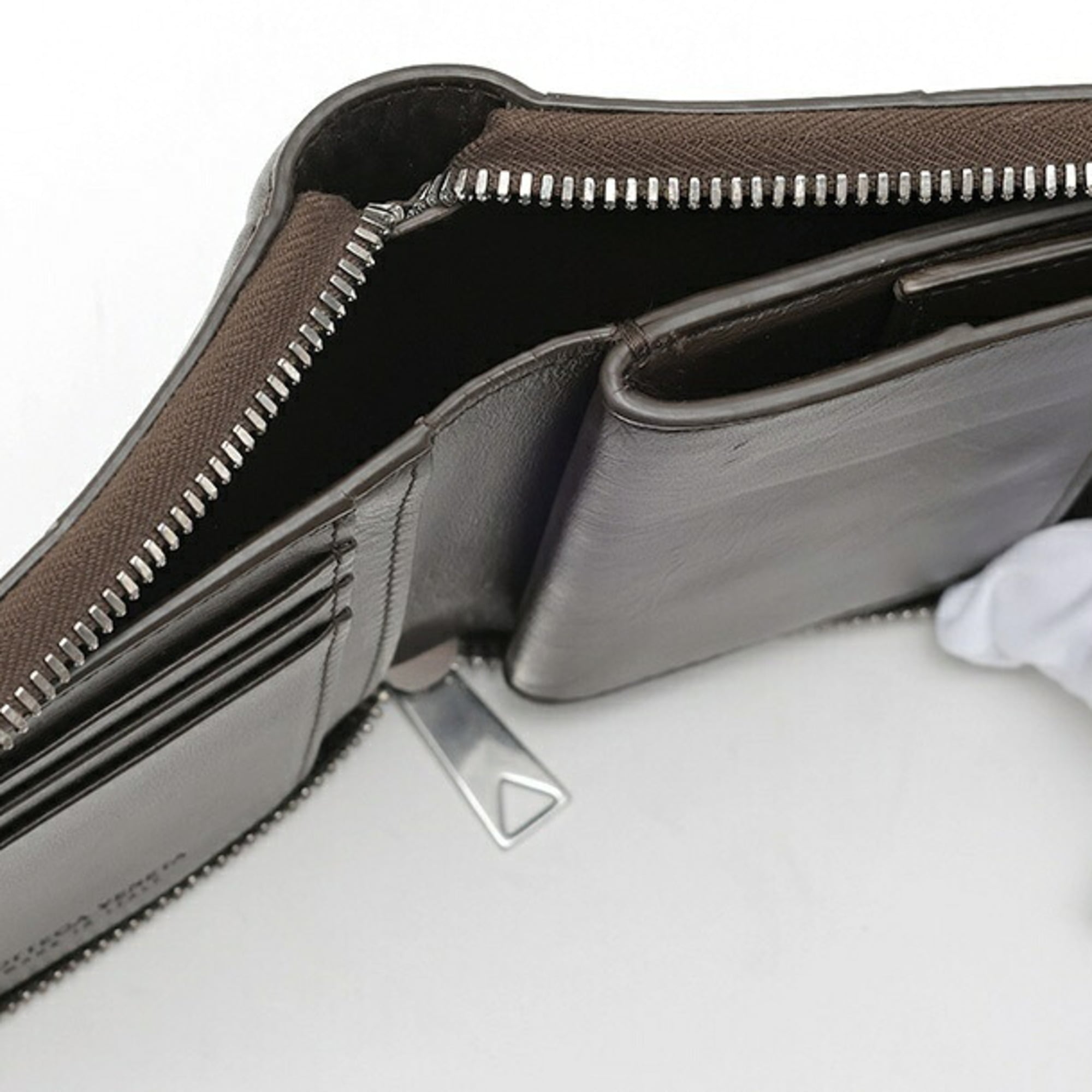 Bottega Veneta Dark Brown Intrecciato Leather Wallet (Bi-Fold) (Pre-Owned)