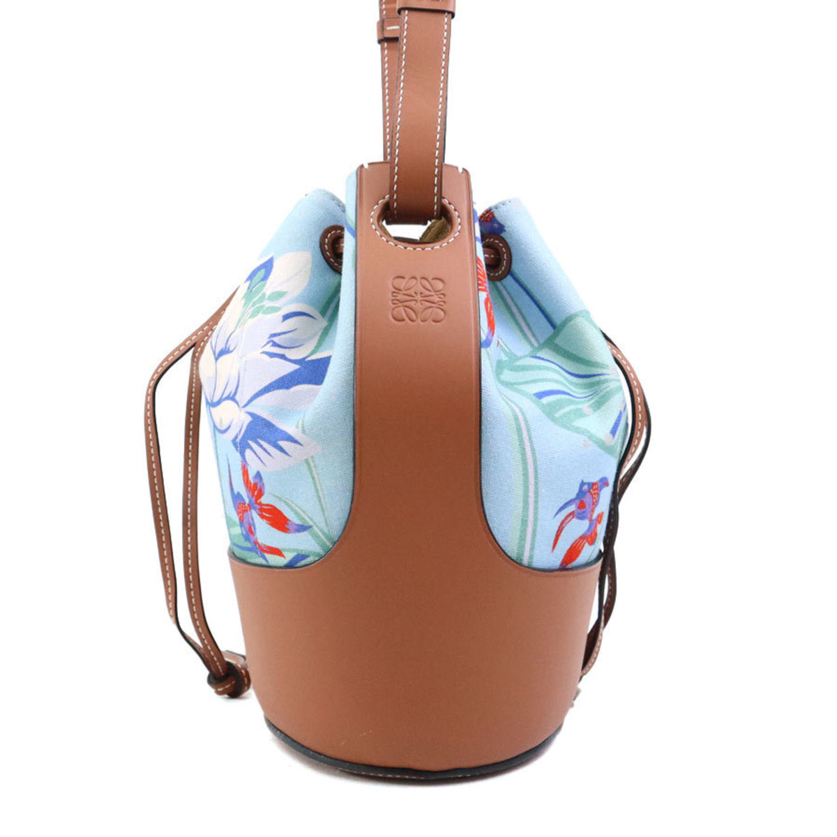 Loewe Blue Brown Canvas Leather Shoulder Bag (Pre-Owned)