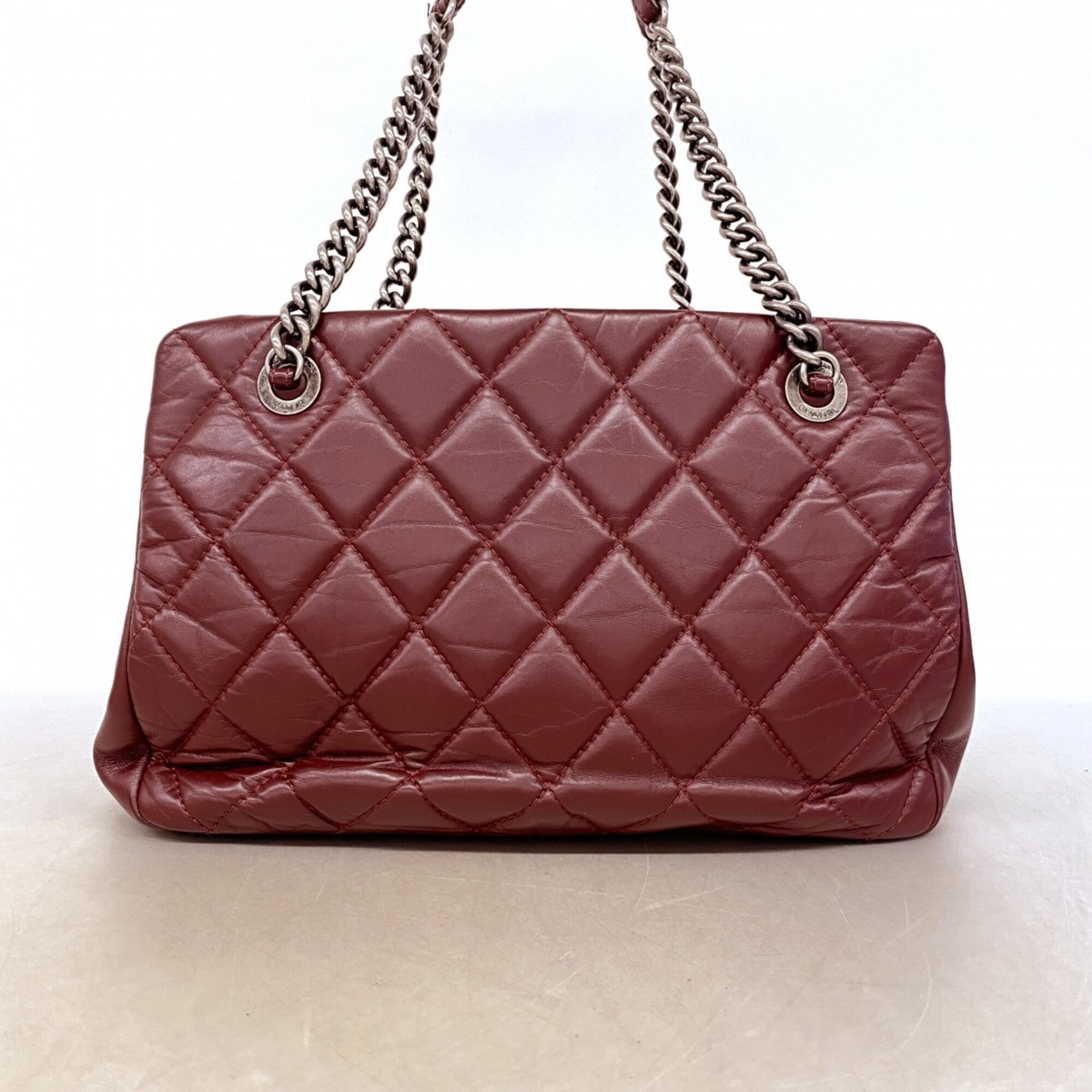 Chanel Bordeaux Leather Tote Bag (Pre-Owned)