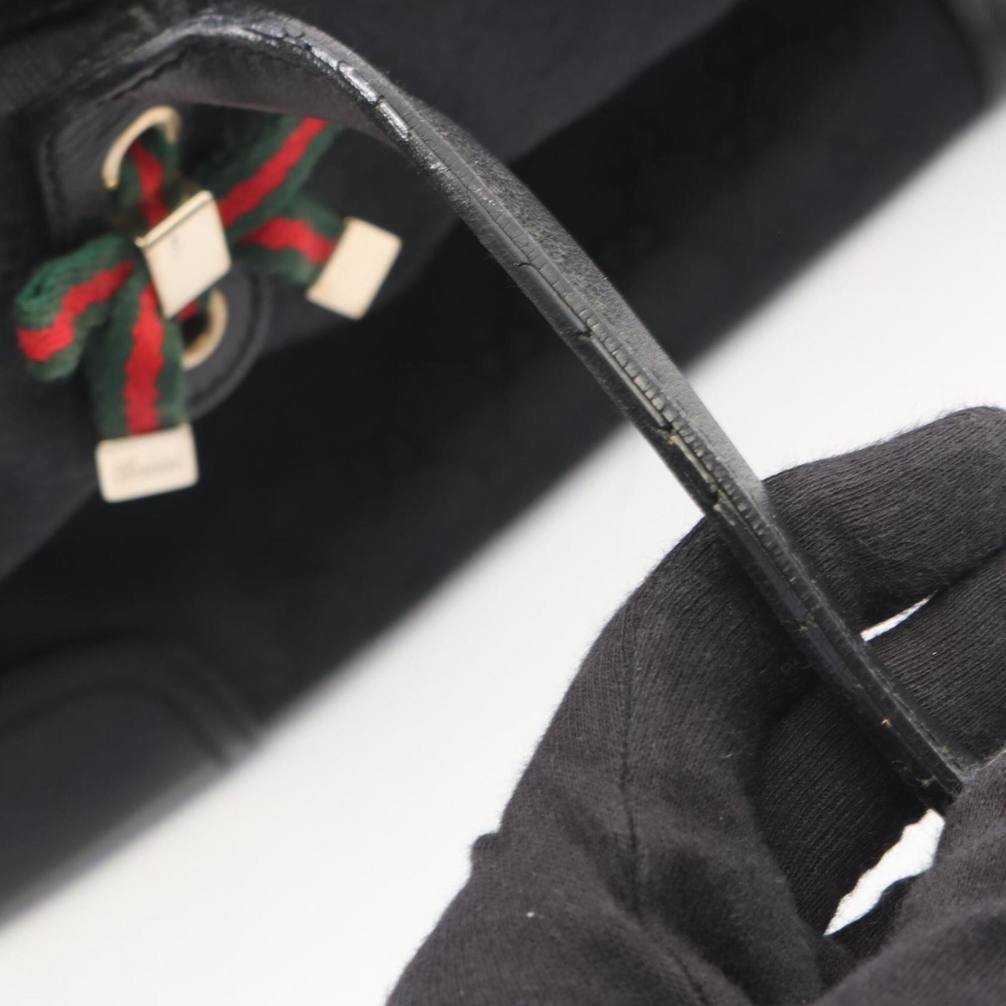 Gucci Black Canvas Leather Handbag Tote Bag (Pre-Owned)
