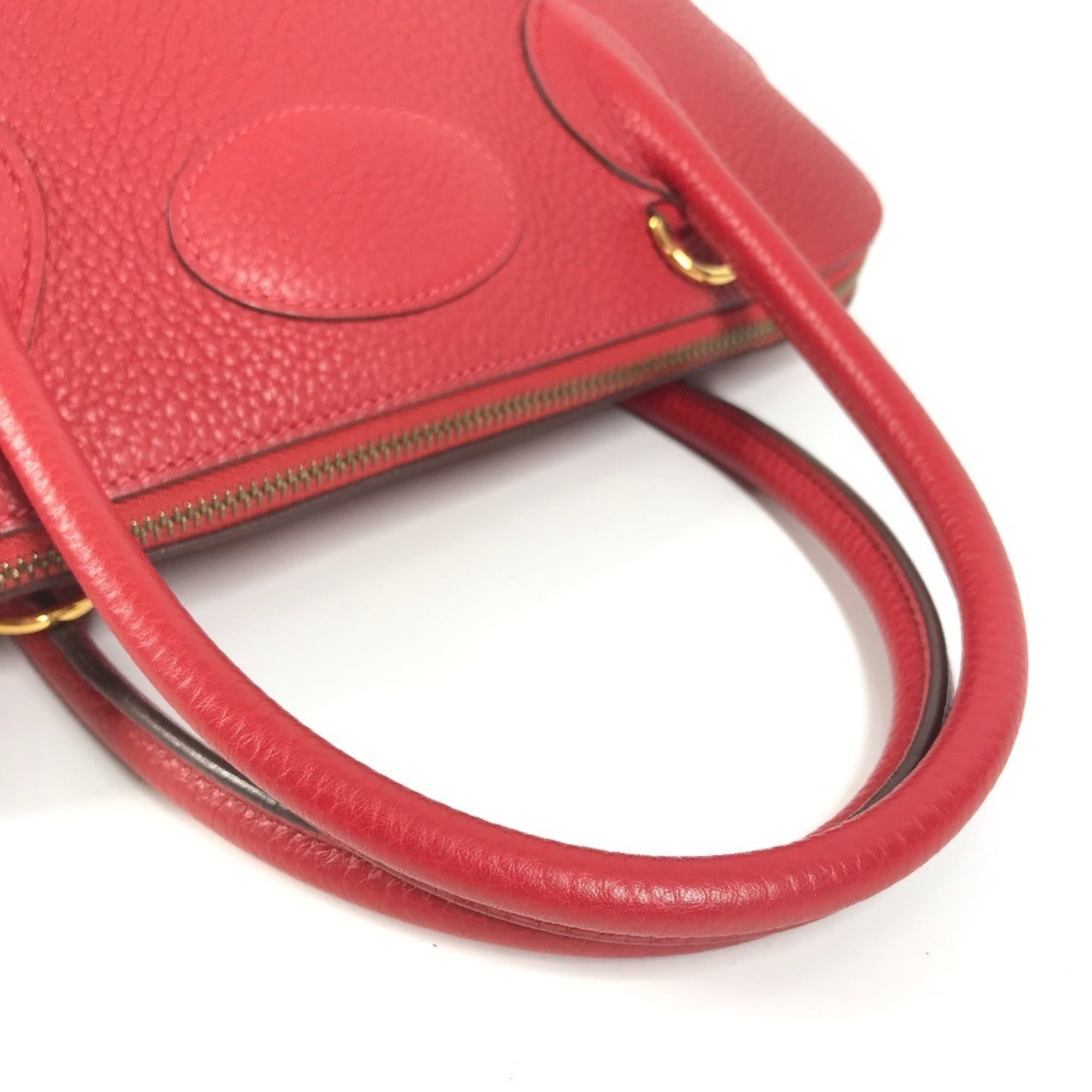 Hermes Red Color Taurillon Clemence Leather Handbag Tote Bag (Pre-Owned)