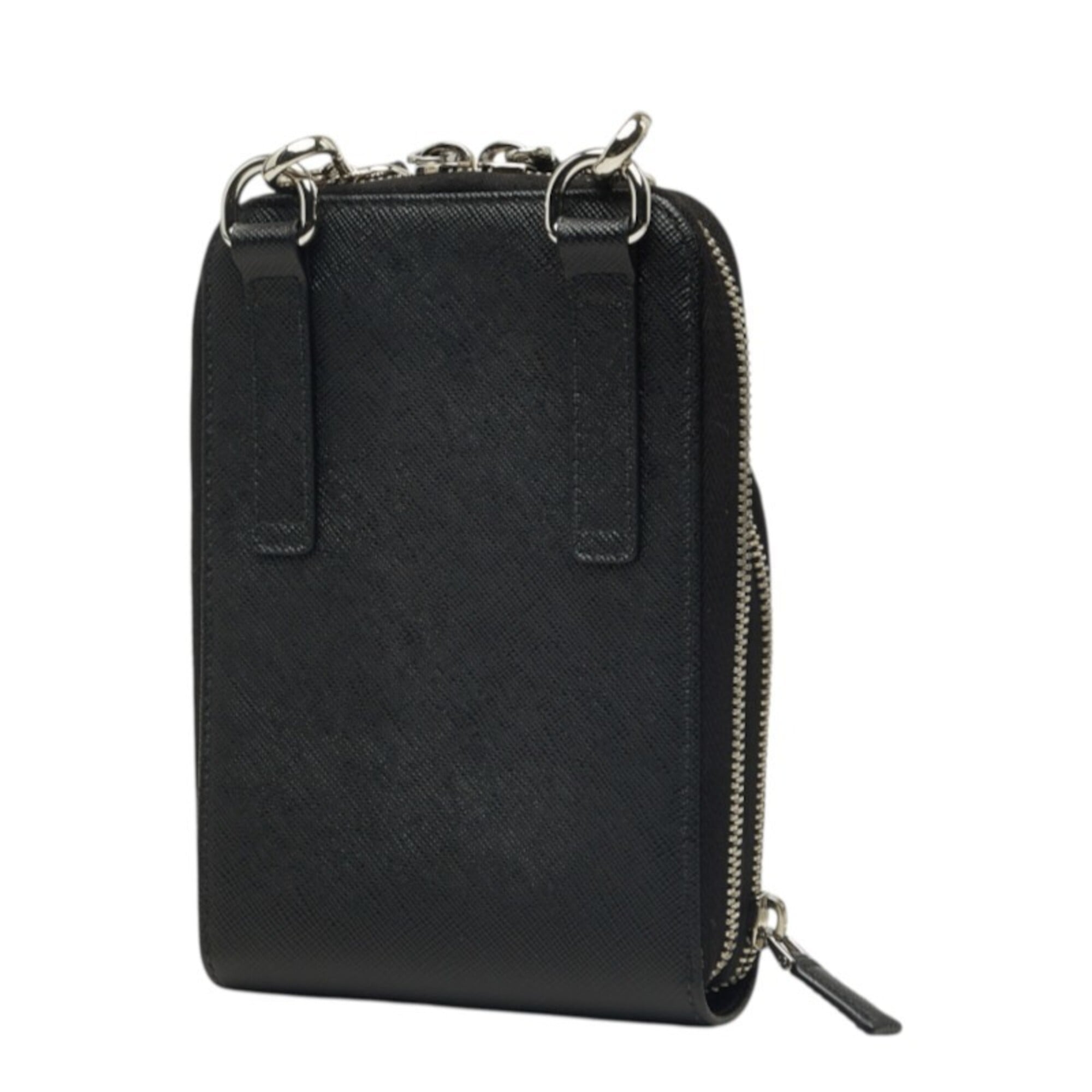 Prada Black Saffiano Triangle Leather Shoulder Bag (Pre-Owned)